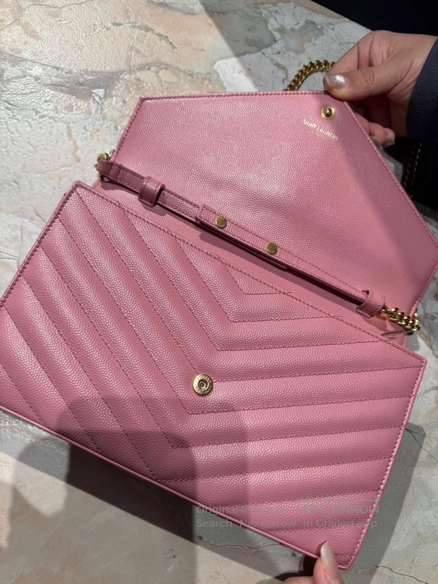 Yves Saint Laurent YSL Pink Gold Envelope Bag. Size ONE SIZE - 6 Thumbnail
