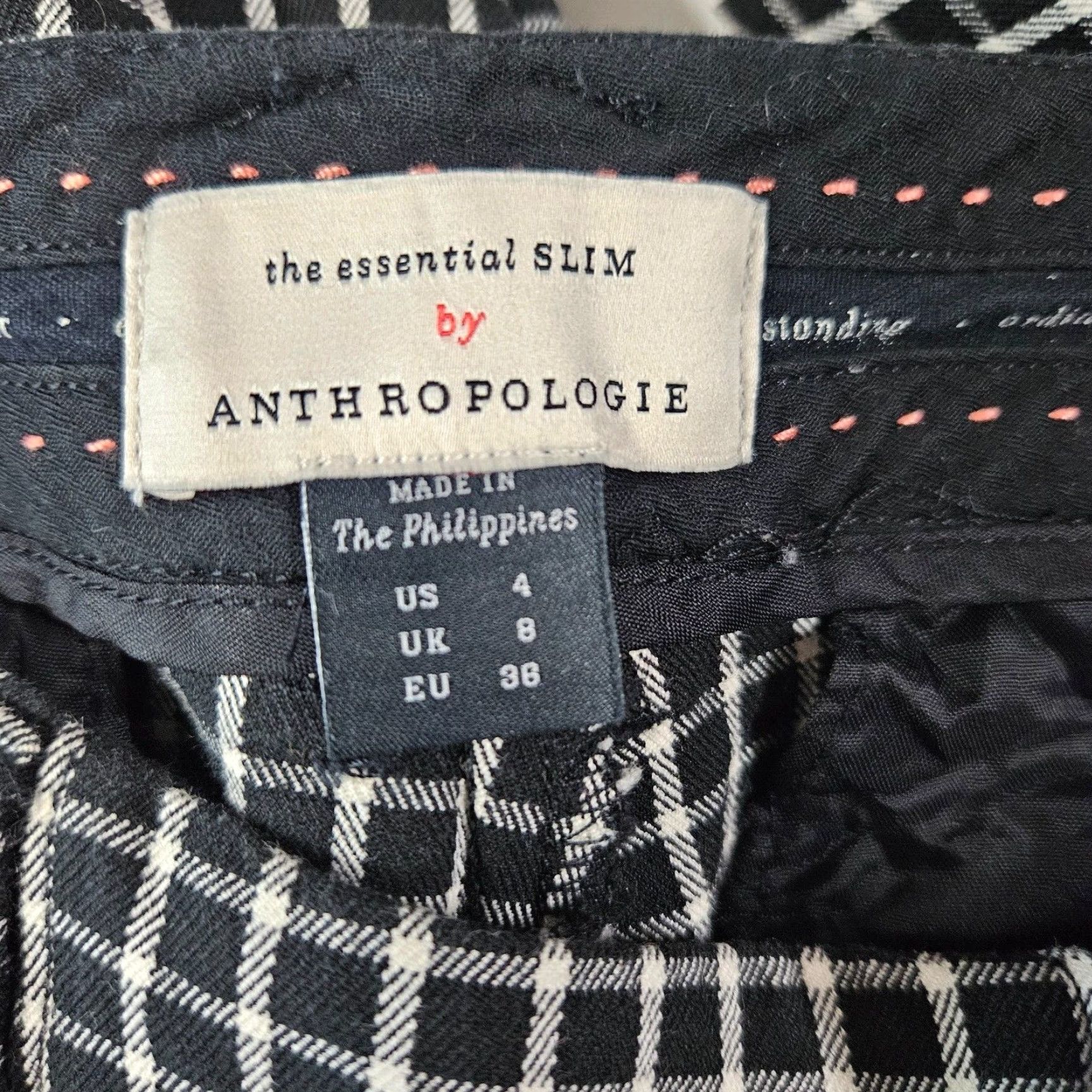 Anthropologie Anthropologie Womens The Essential Slim Cropped Pants Sz 4 Black White Size 27" / US 4 / IT 40 - 7 Thumbnail