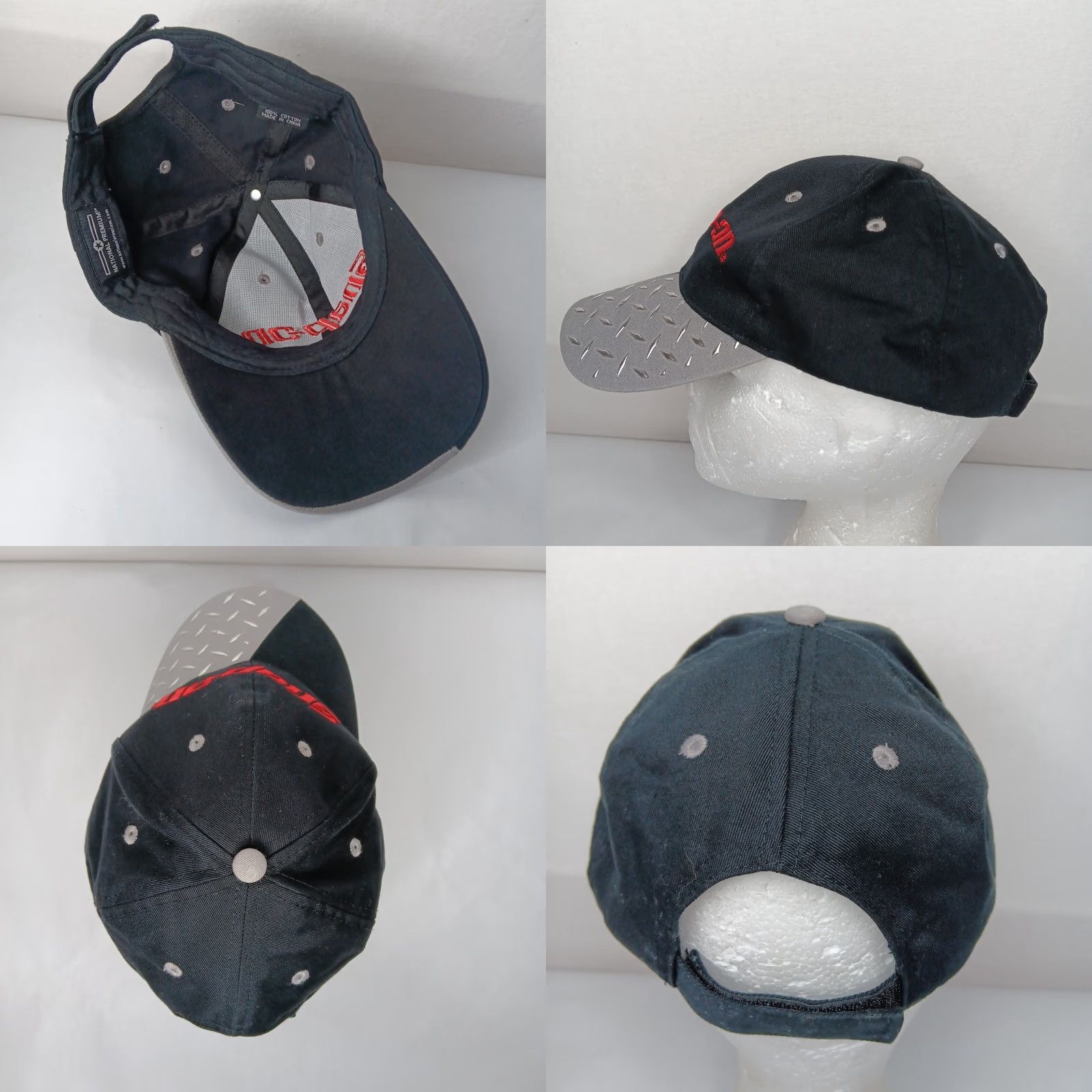 Vintage Snap On Tools Hat Black Canvas Strap Back Cap Red Logo Silver Metallic Size ONE SIZE - 8 Thumbnail
