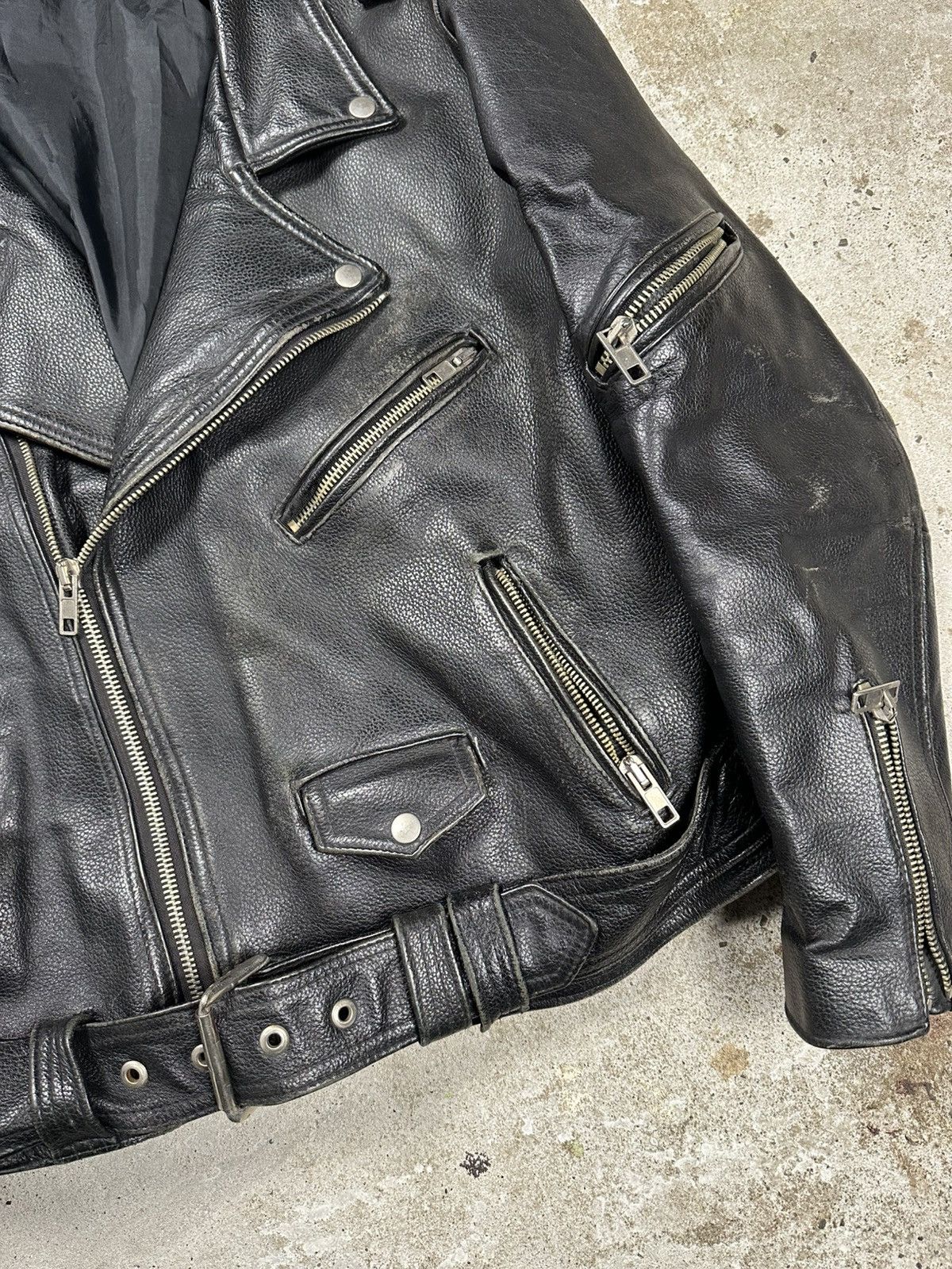 Genuine Leather × Vintage Vintage Y2K Ramones Black Moto Biker Leather Jacket Heavy Size US L / EU 52-54 / 3 - 6 Thumbnail