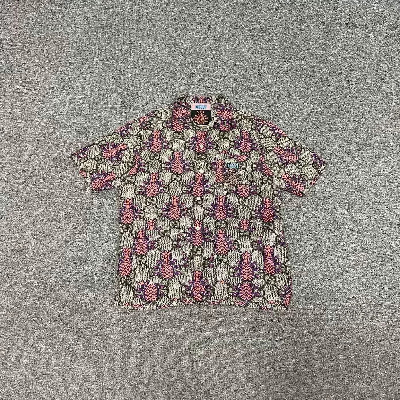 Gucci Gucci Limited Pineapple Double G Silk Shirt Size US S / EU 44-46 / 1 - 1 Thumbnail