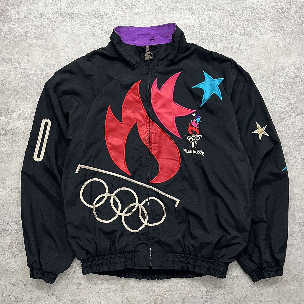 image of NBA x Starter Atlanta Olympics 1996 Starter Jacket Big Logo Black 100 Year, Men's (Size Large)