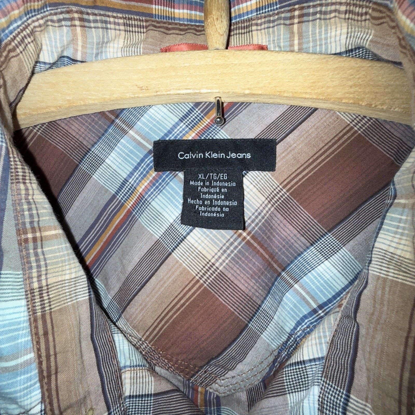 Calvin Klein Calvin Klein Mens XL Brown Plaid Cowboy Rodeo Western Retro Size US XL / EU 56 / 4 - 2 Thumbnail