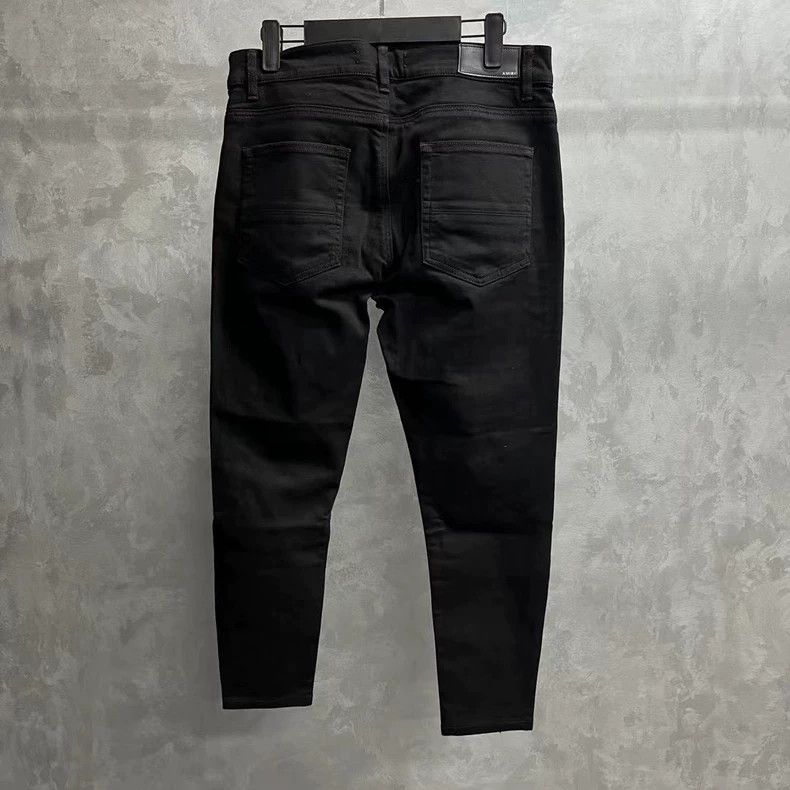 Amiri Amiri The latest black solid color diamond design stitching Size US 33 - 2 Thumbnail