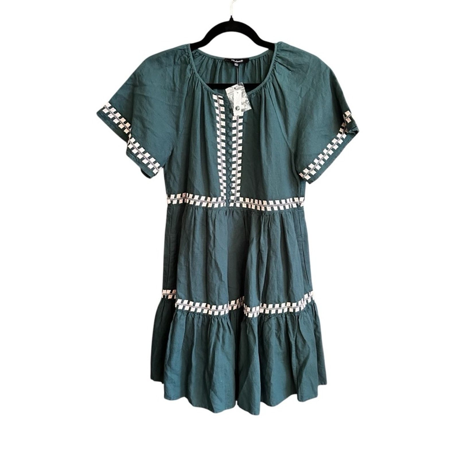 Madewell NWT Madewell NWT Linen Blend Flutter Sleeve Mini Dress Size XXS / US 00 / IT 34 - 6 Thumbnail