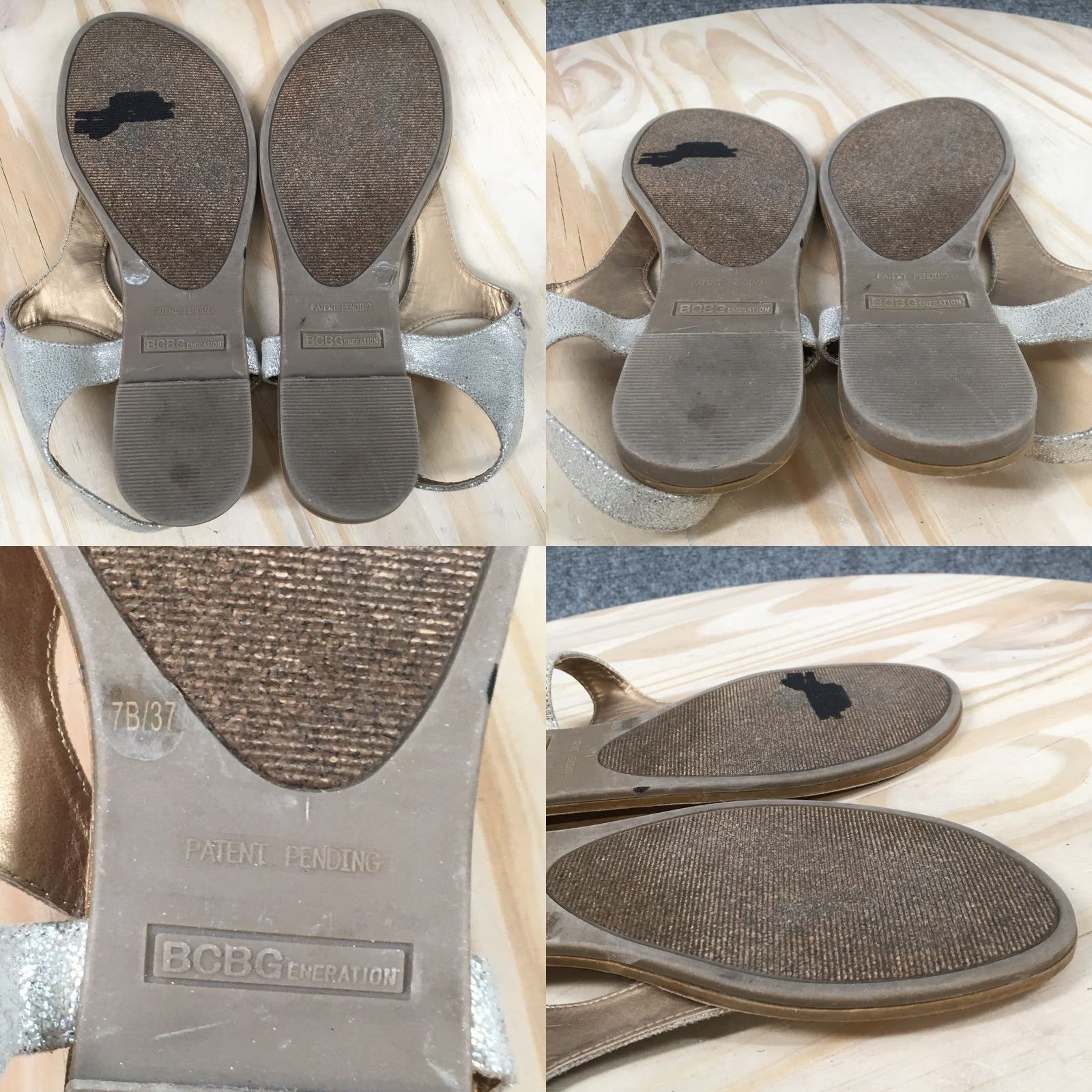 BCBGeneration BCBGeneration Sandals Womens 7 B Thong Gray Beaded Buckled Toe Post Casual Flats Size US 7 / IT 37 - 9 Thumbnail