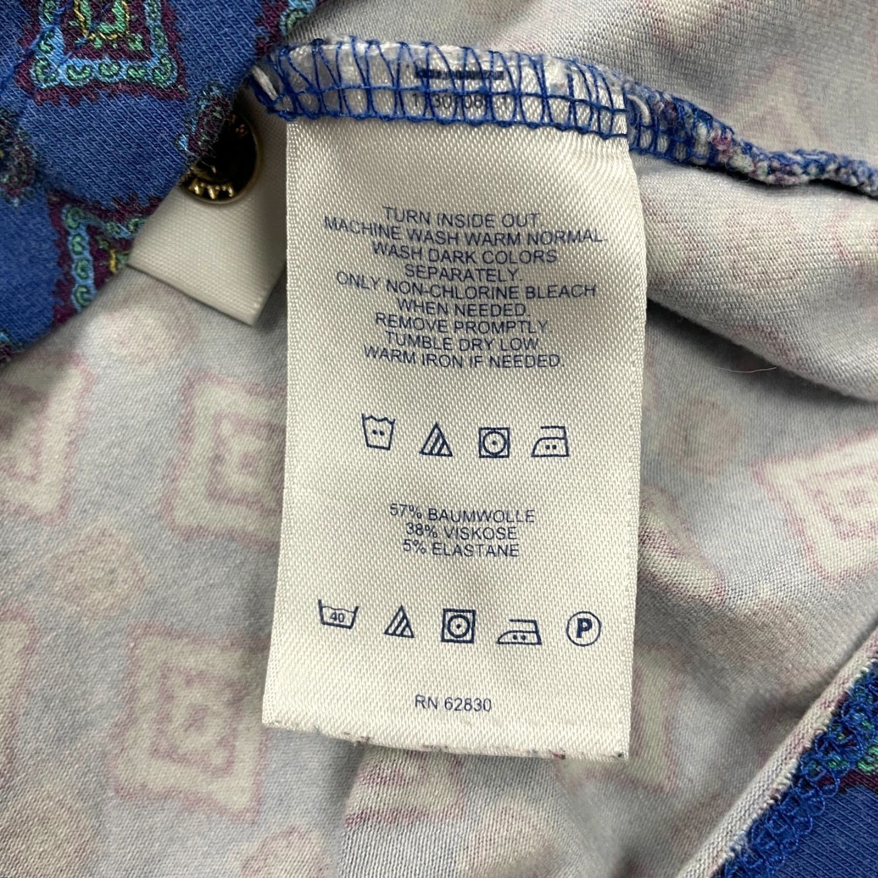 Lands' End VINTAGE? (No) Lands' End Blouse Womens XL Blue Long Sleeve Geometric Pleated Round Neck Casual Size XL / US 12-14 / IT 48-50 - 6 Thumbnail