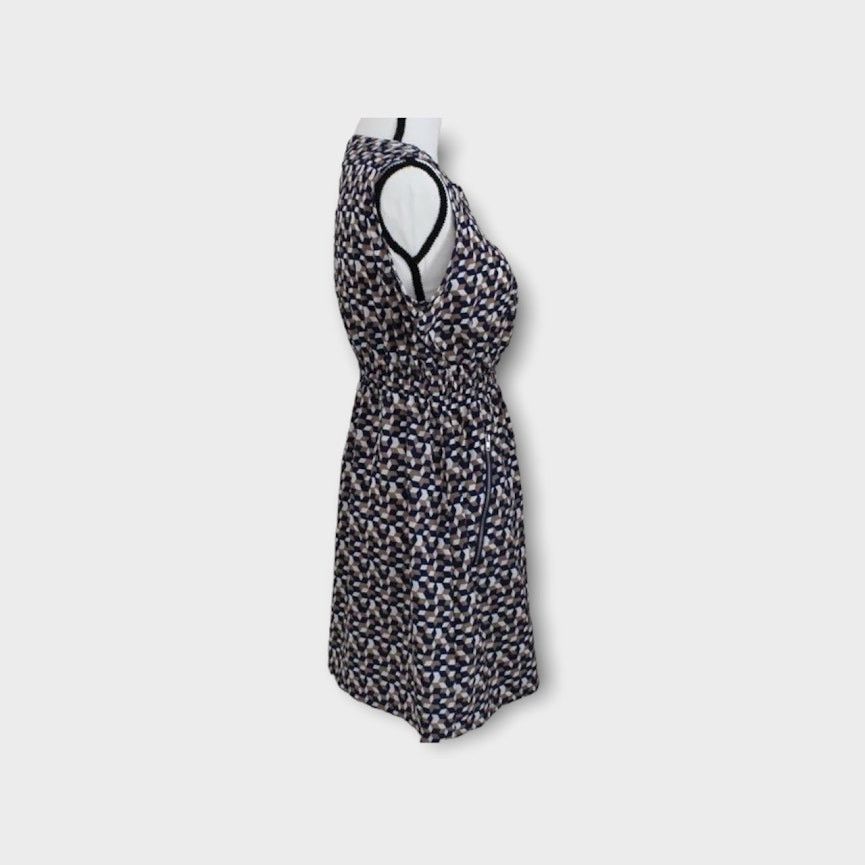 Feathers Feathers | Geometric Navy Blue Print Sleeveless Dress Size M / US 6-8 / IT 42-44 - 5 Thumbnail