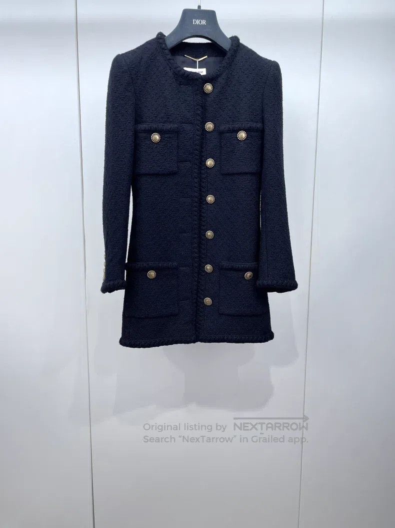 Saint Laurent Paris Saint Laurent Paris Gold button coarse tweed woven jacket Size XXS / US 00 / IT 34 - 1 Thumbnail
