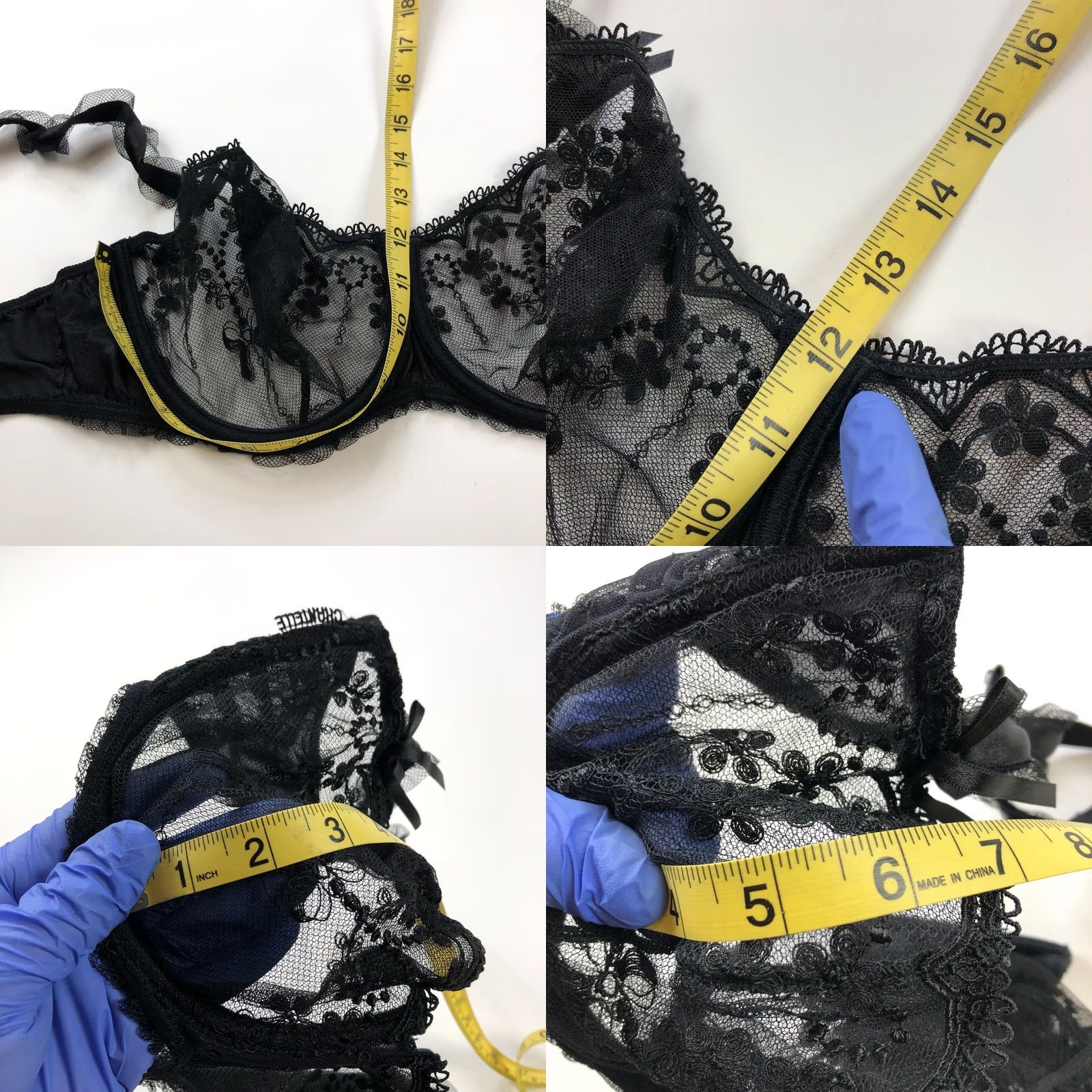 Vintage Chantelle Bra / 28 Band DD Cup Unlined Lace Black / Underwire / Regular / Women’s / 4.26 Rating Size ONE SIZE - 10 Thumbnail