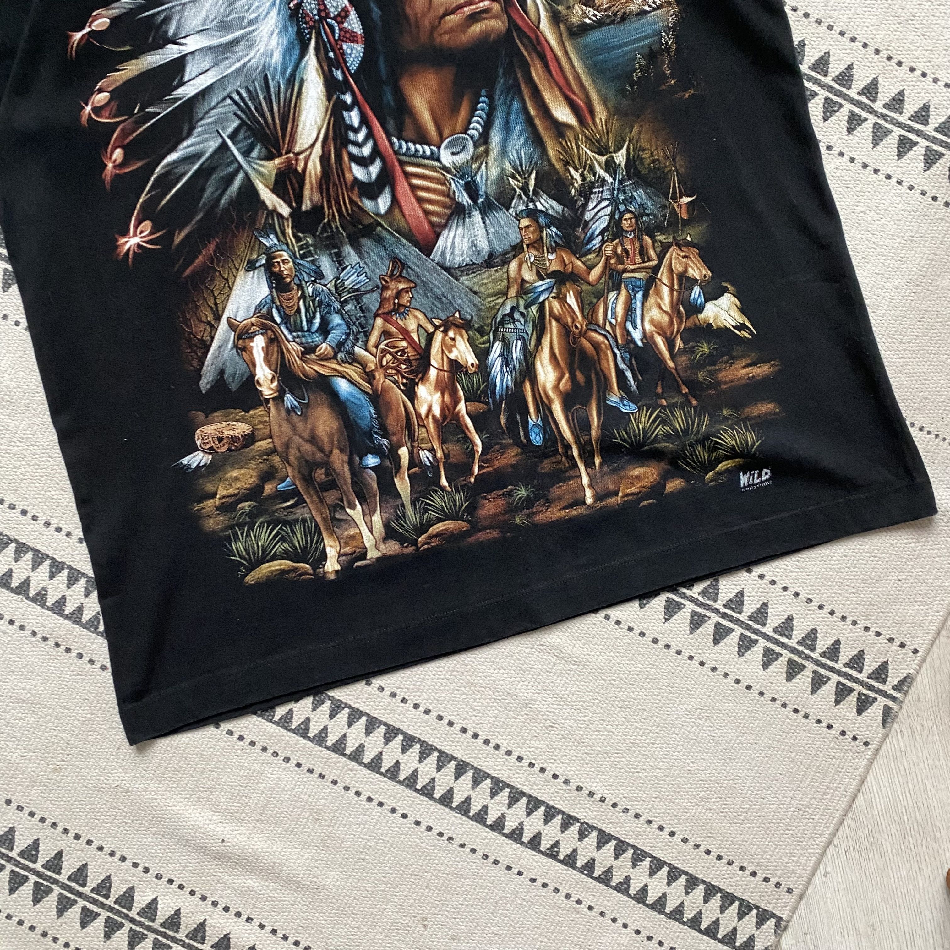 Vintage 🐴 Vintage Native American Indian logo tee Wild Horse Wolf Size US M / EU 48-50 / 2 - 3 Thumbnail