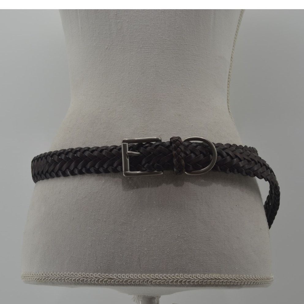Other CRL Brown Leather Braided Weaved Men's Belt Silver Size 38 Size 38 - 12 Thumbnail