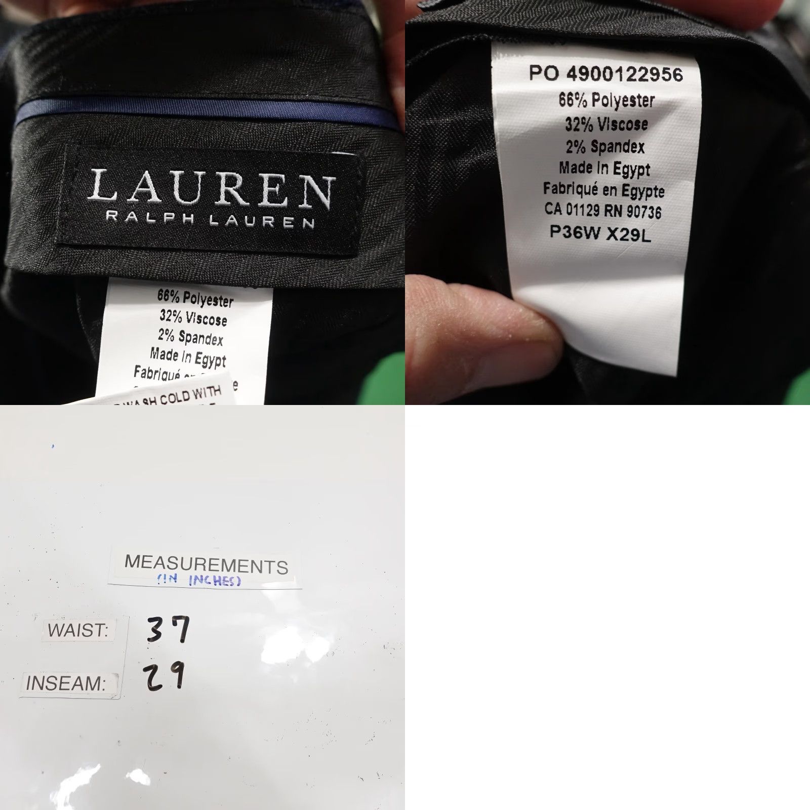 Ralph Lauren Lauren Ralph Lauren Pants Dress Ultraflex 36W 29L Navy Plaid Mens Classic Stretch Wrinkle-Resistant Front Zip Flat Front Business Formal Trousers Size 36R - 8 Thumbnail