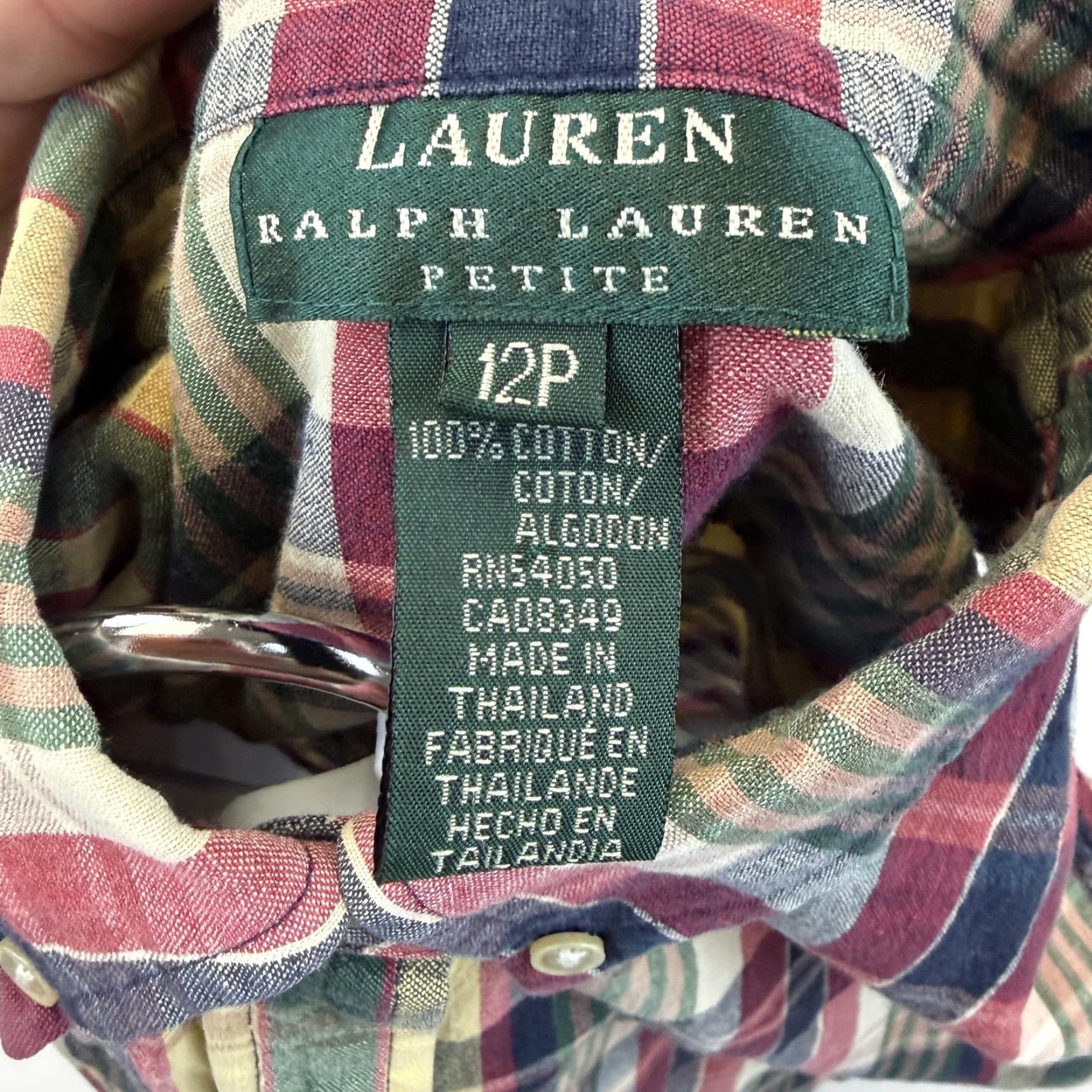 Ralph Lauren Lauren Ralph Lauren Shirt Womens 12P Petite Multicolor Plaid Sleeveless Button-Up Logo Size XL / US 12-14 / IT 48-50 - 4 Thumbnail