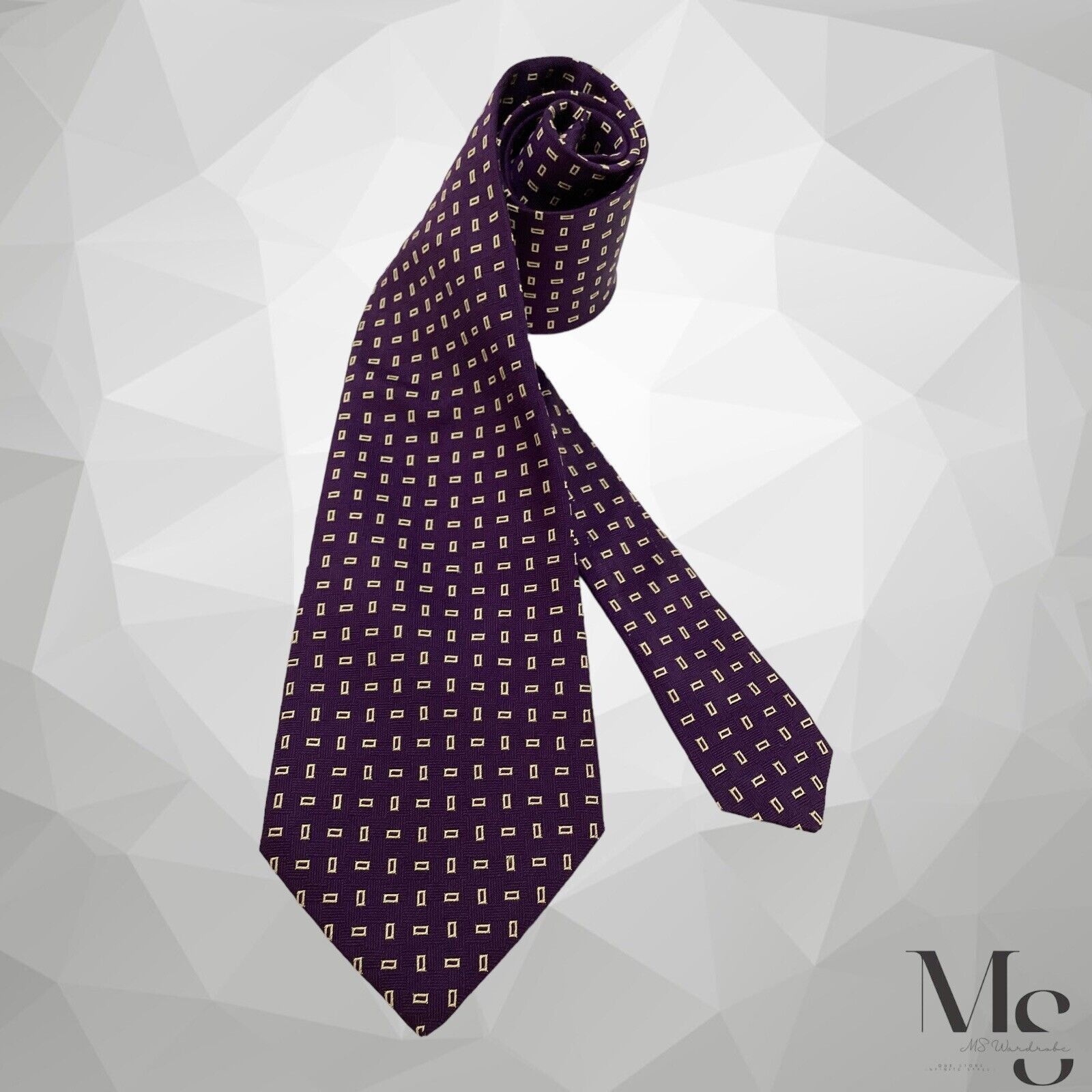 Polo Ralph Lauren POLO BY RALPH LAUREN Purple Geometric Tie Hand Made In Germa Size ONE SIZE - 1 Thumbnail