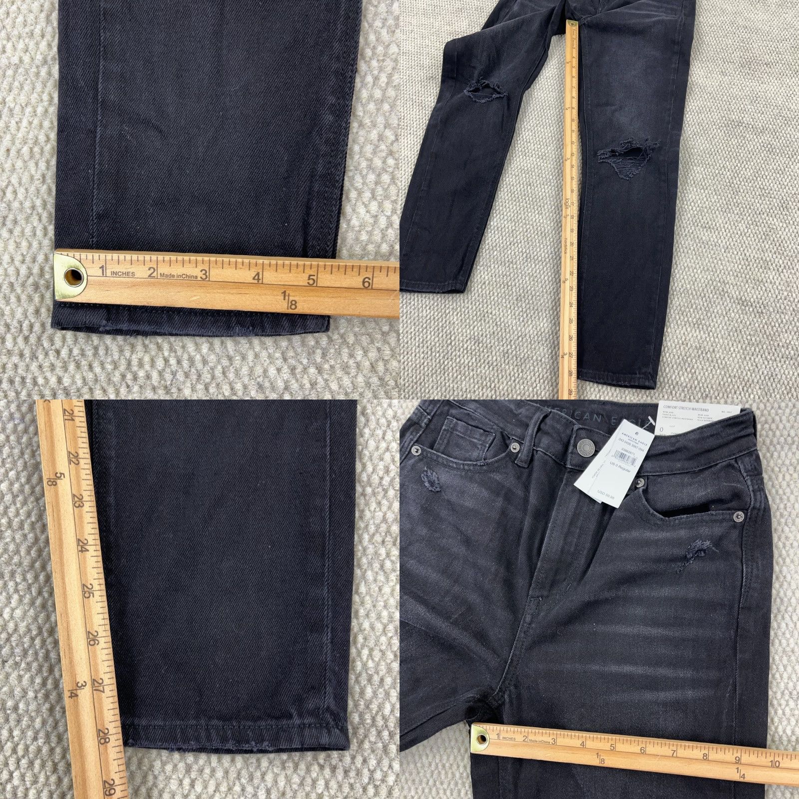 American Eagle Outfitters American Eagle Jeans Women 0 Black Mom Jean High Rise Distressed Denim Baggy 5-Pocket Style Mom Jean Womens 80s 90s Grunge Retro Rockabilly Steampunk Size 25" / US 0 / IT 36 - 8 Thumbnail