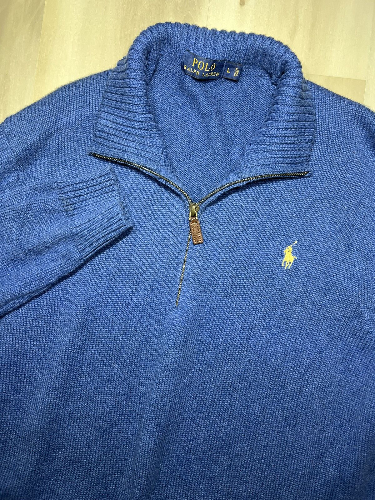 Polo Ralph Lauren Polo Ralph Lauren Sweater L Blue Knit Cotton 1/4 Quarter Zip Size US L / EU 52-54 / 3 - 1 Thumbnail