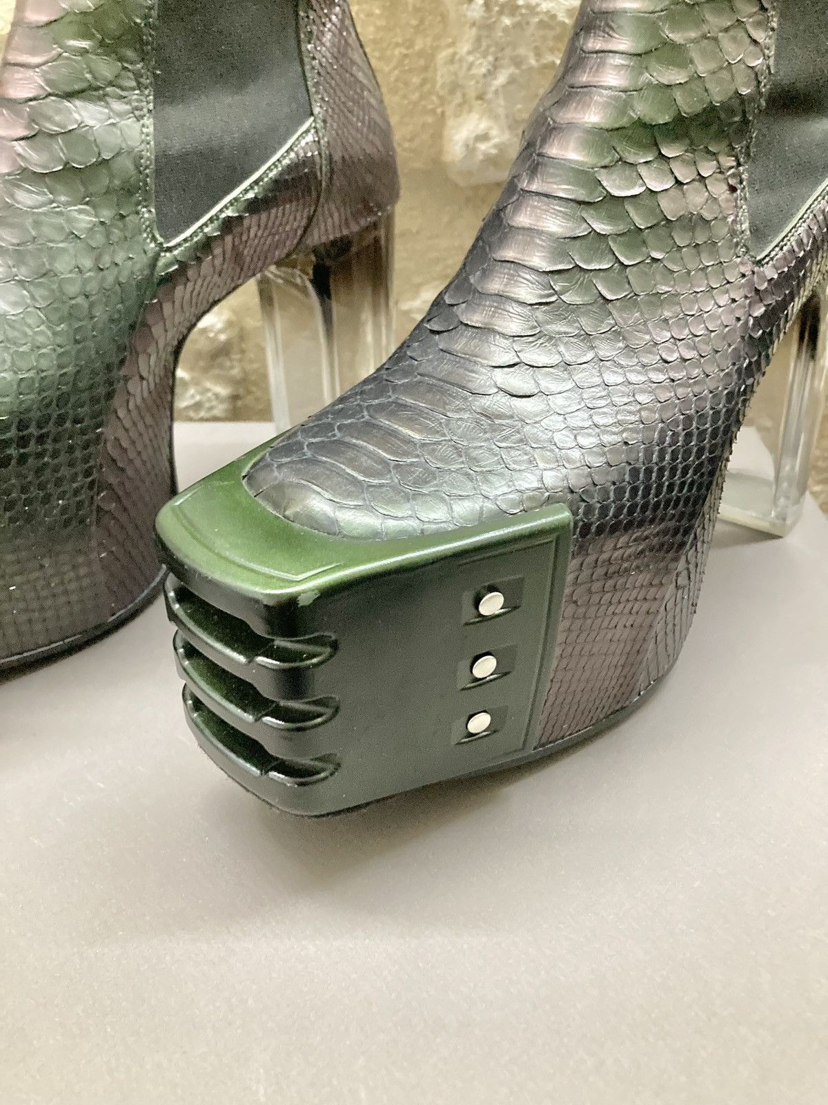 Rick Owens RICK OWENS Iridescent Python Platform Kiss Heels Size US 10 / EU 43 - 3 Thumbnail