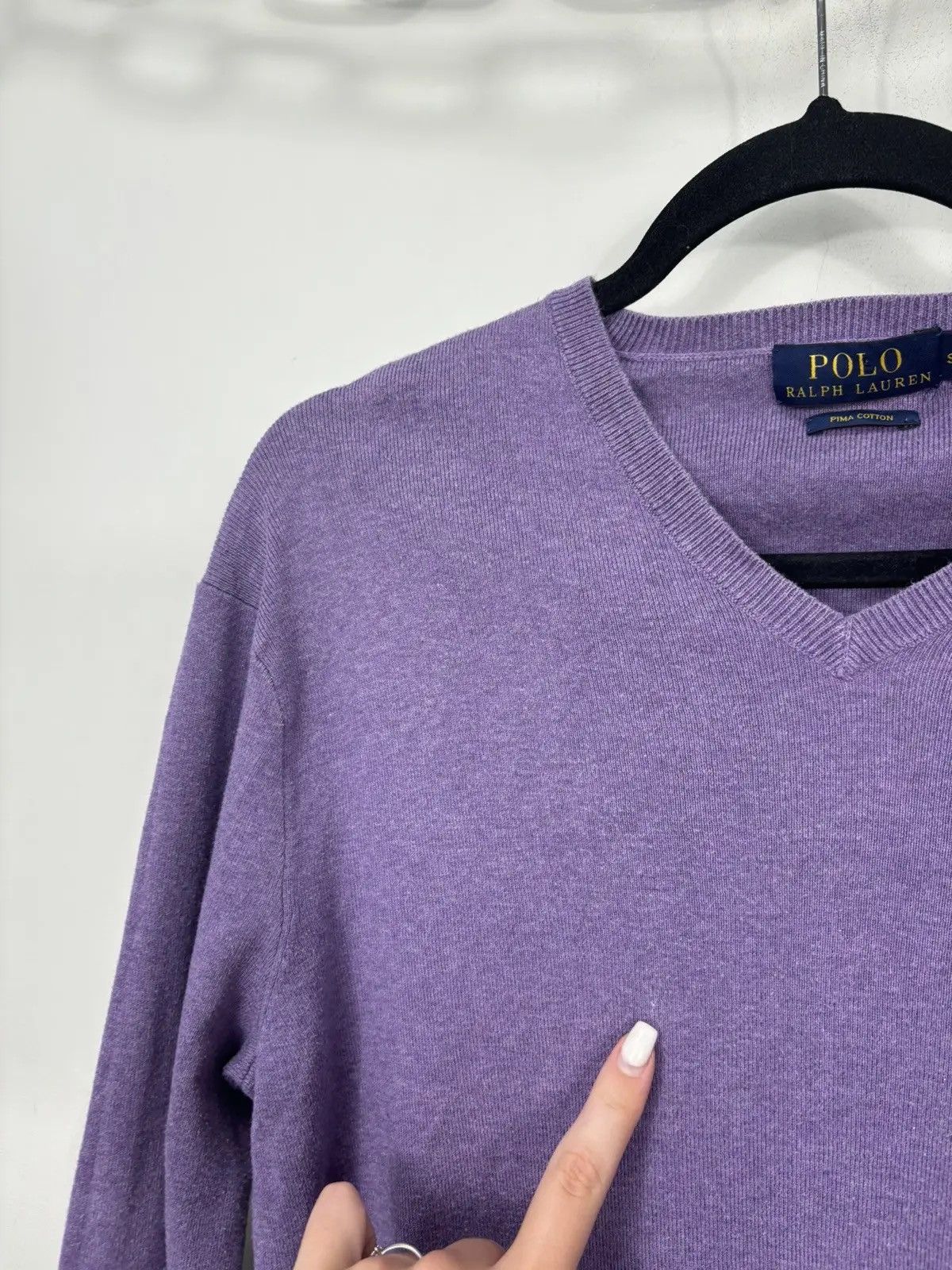 Polo Ralph Lauren × Ralph Lauren × Vintage Vintage Polo Ralph Lauren Men’s Pima Cotton V-Neck Sweater Size US S / EU 44-46 / 1 - 8 Thumbnail