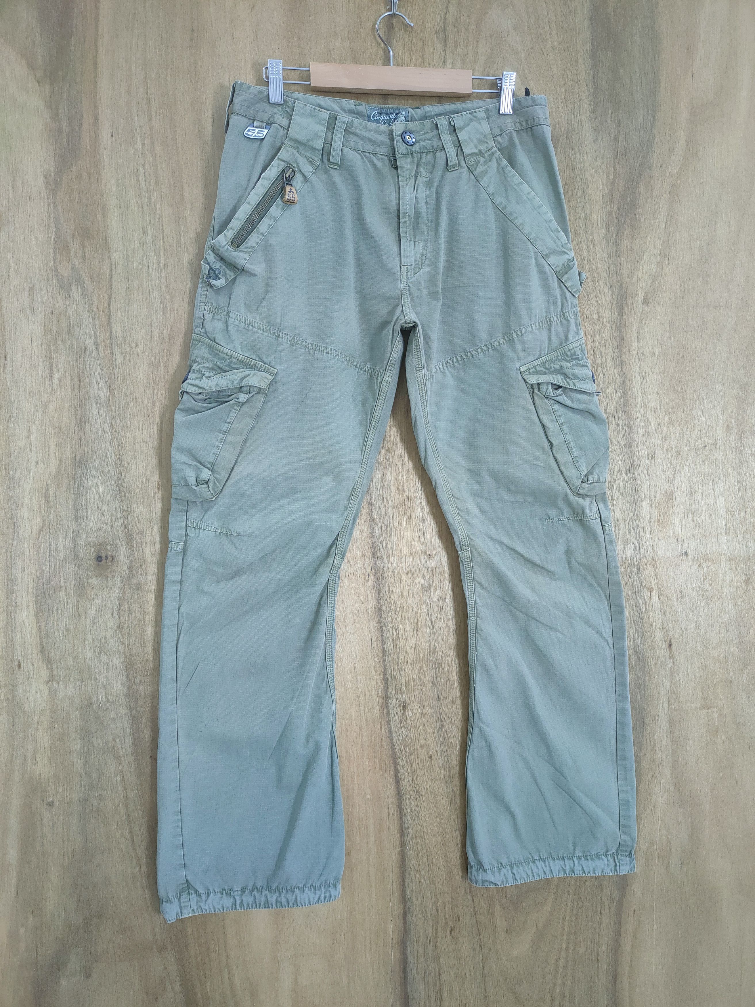 Japanese Brand VINTAGE 55D TWIS LEG FADED CARGO PANTS Size US 30 / EU 46 - 1 Thumbnail