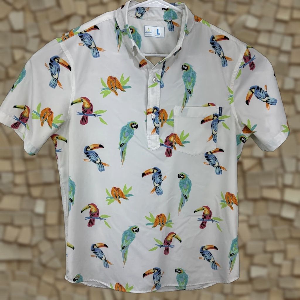 Chubbies Chubbies Mens Popover Shirt Macaw Parrot Hawaiian White Size Large White Size US L / EU 52-54 / 3 - 1 Thumbnail