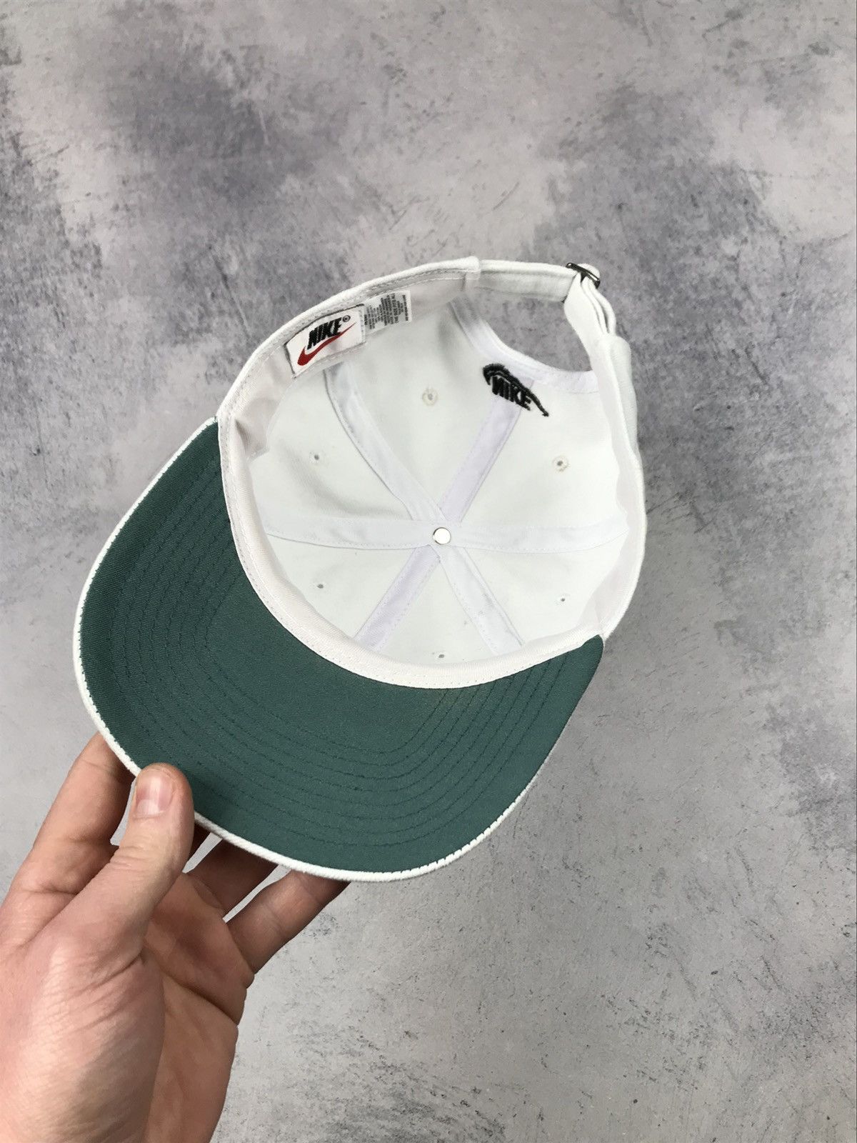 Nike × Vintage Vintage Nike Center Logo Swoosh Cap Hat Adjustable Drill Size ONE SIZE - 8 Thumbnail