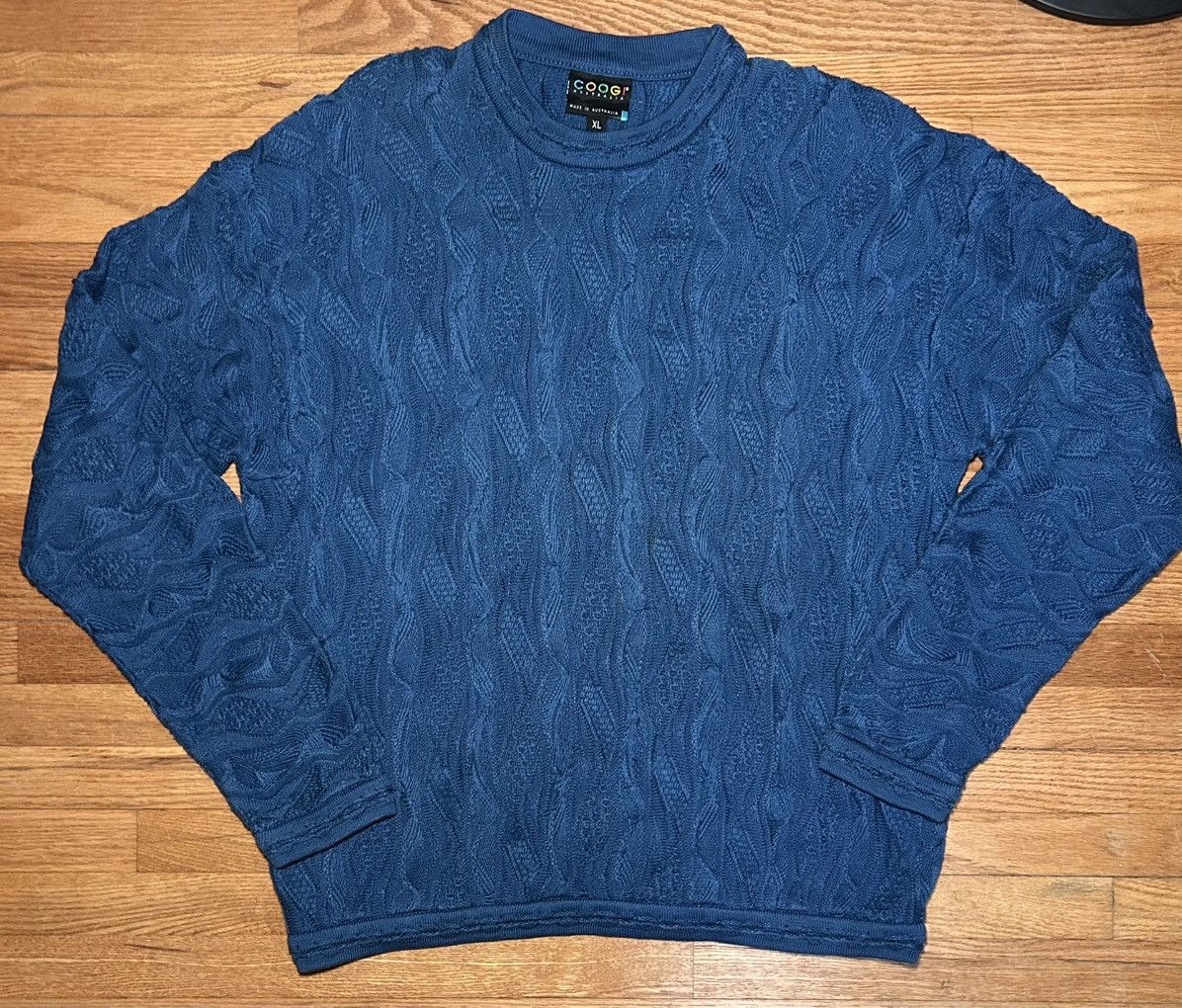 Coogi Vintage 90s Coogi Blue 3D Knit CottonSweater Mens XL Size US XL / EU 56 / 4 - 1 Thumbnail