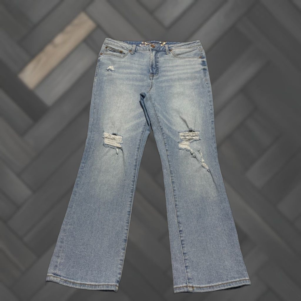 Vintage Seven7 Womens Jeans Cropped High Rise Blue 8 Distressed Cropped 5-Pocket Denim Stretch Jeans Womens Size 30" / US 8 / IT 44 - 1 Thumbnail