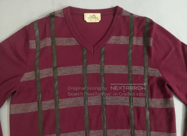 Hermes Hermes Wool knitted sweater, burgundy, pieced sheepskin Size US M / EU 48-50 / 2 - 5 Thumbnail