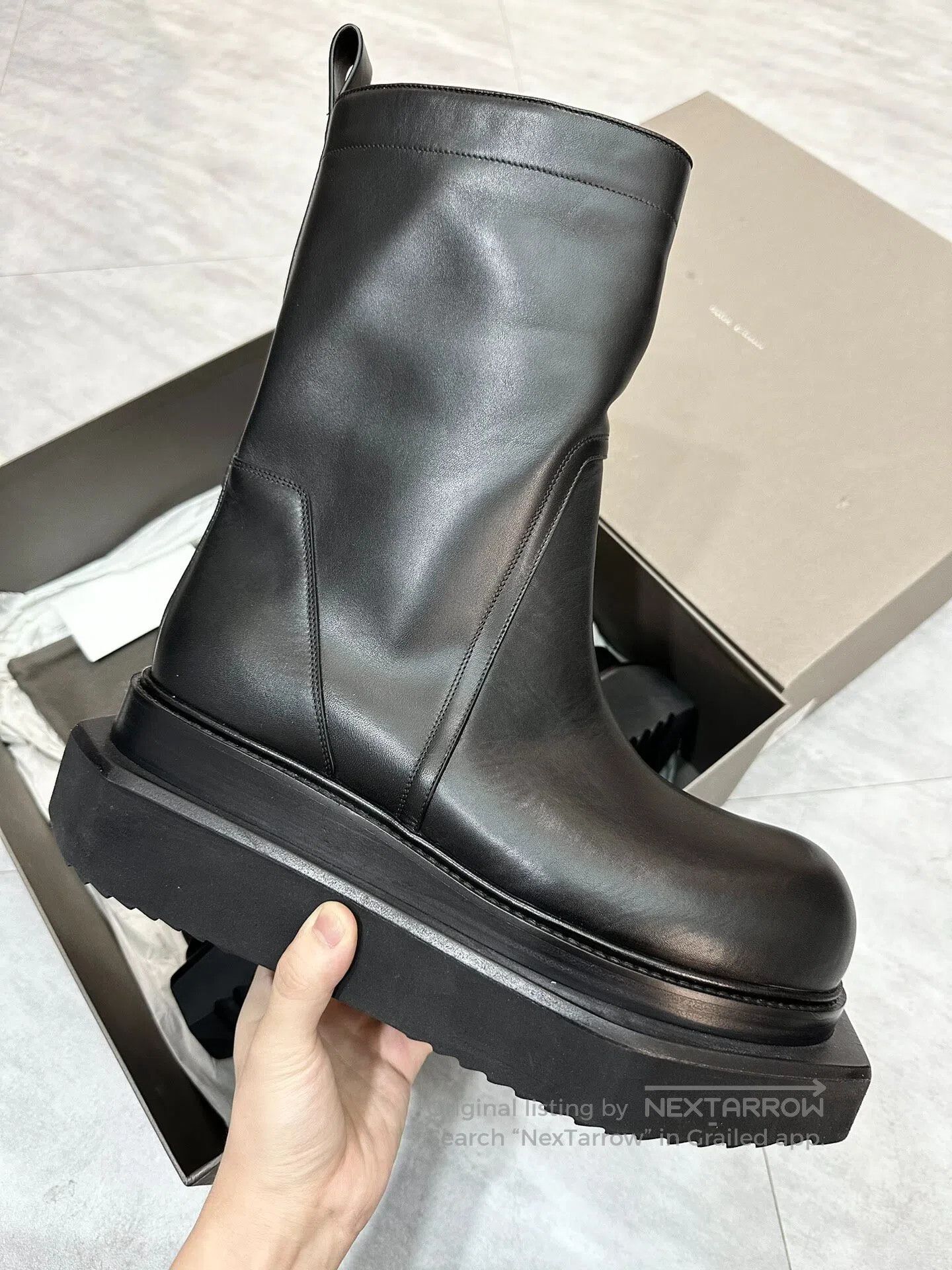 Rick Owens Rick Owens Leather Creeper Sole Zip Boots size 44 | Grailed