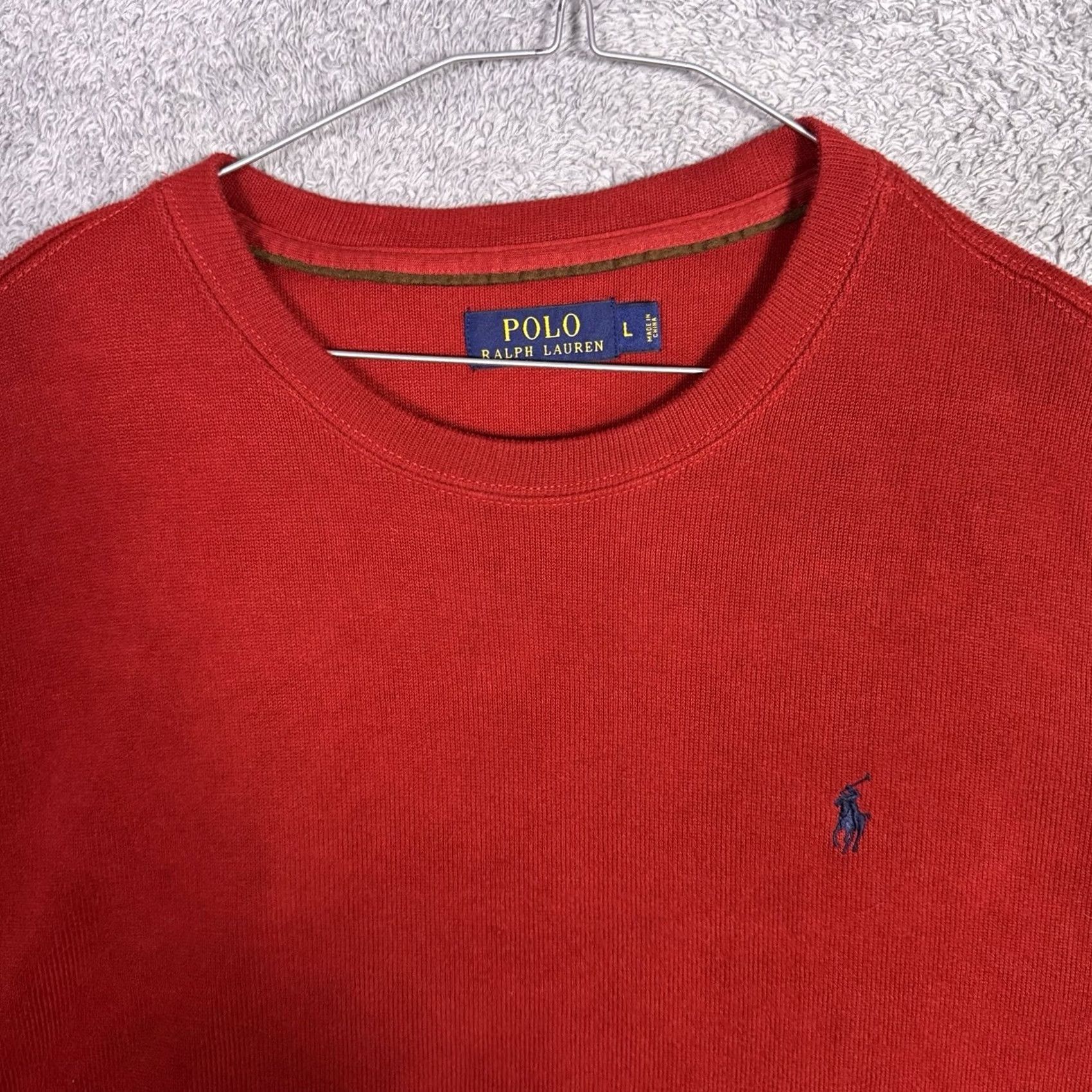 Polo Ralph Lauren VINTAGE Polo Ralph Lauren Sweatshirt Mens L Crewneck Knit Pullover Cotton Red Solid Crewneck Long Sleeve Front Logo Size US L / EU 52-54 / 3 - 4 Thumbnail