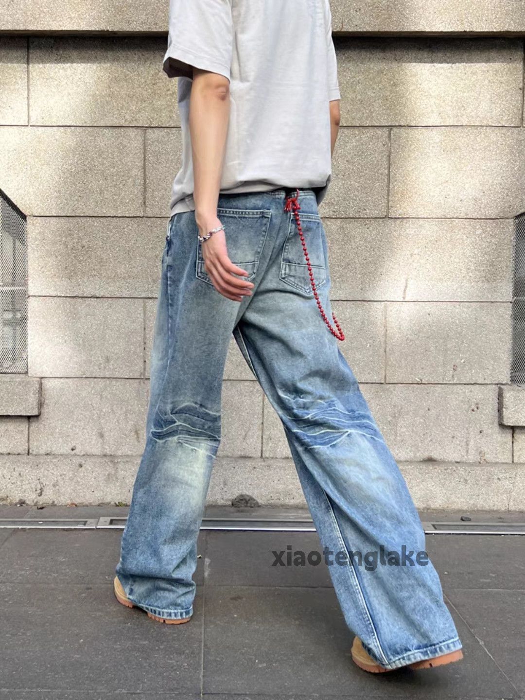 Vintage Unisex washed faded loose baggy skate hiphop jeans Size US 34 / EU 50 - 3 Thumbnail