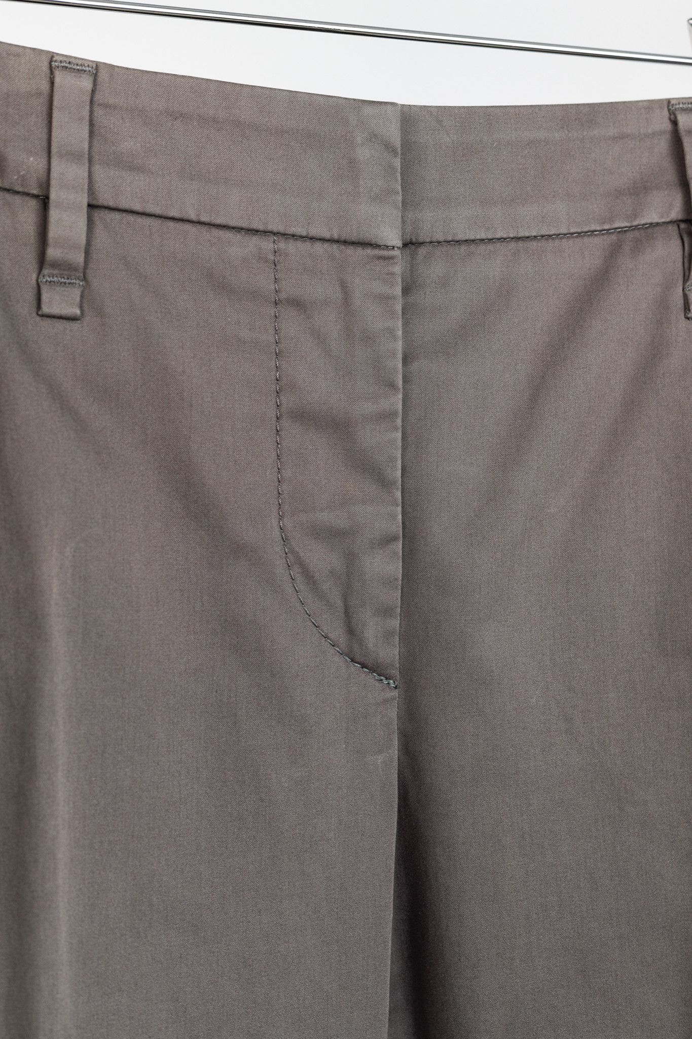 Brunello Cucinelli Brunello Cucinelli Grey Cotton Topstitched Cuffed Trousers Size 28" / US 6 / IT 42 - 5 Thumbnail