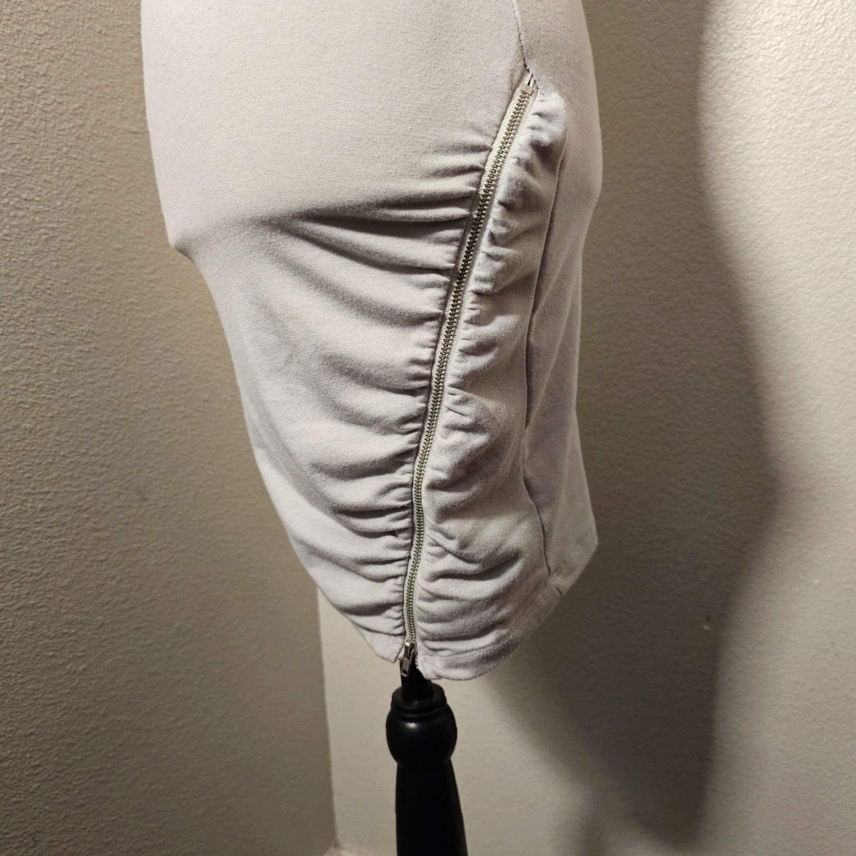 Vintage REVAMPED Casual Slip Dress Gray Medium Cap Sleeve Zipper Accent Stretch Tank Women's Size M / US 6-8 / IT 42-44 - 3 Thumbnail