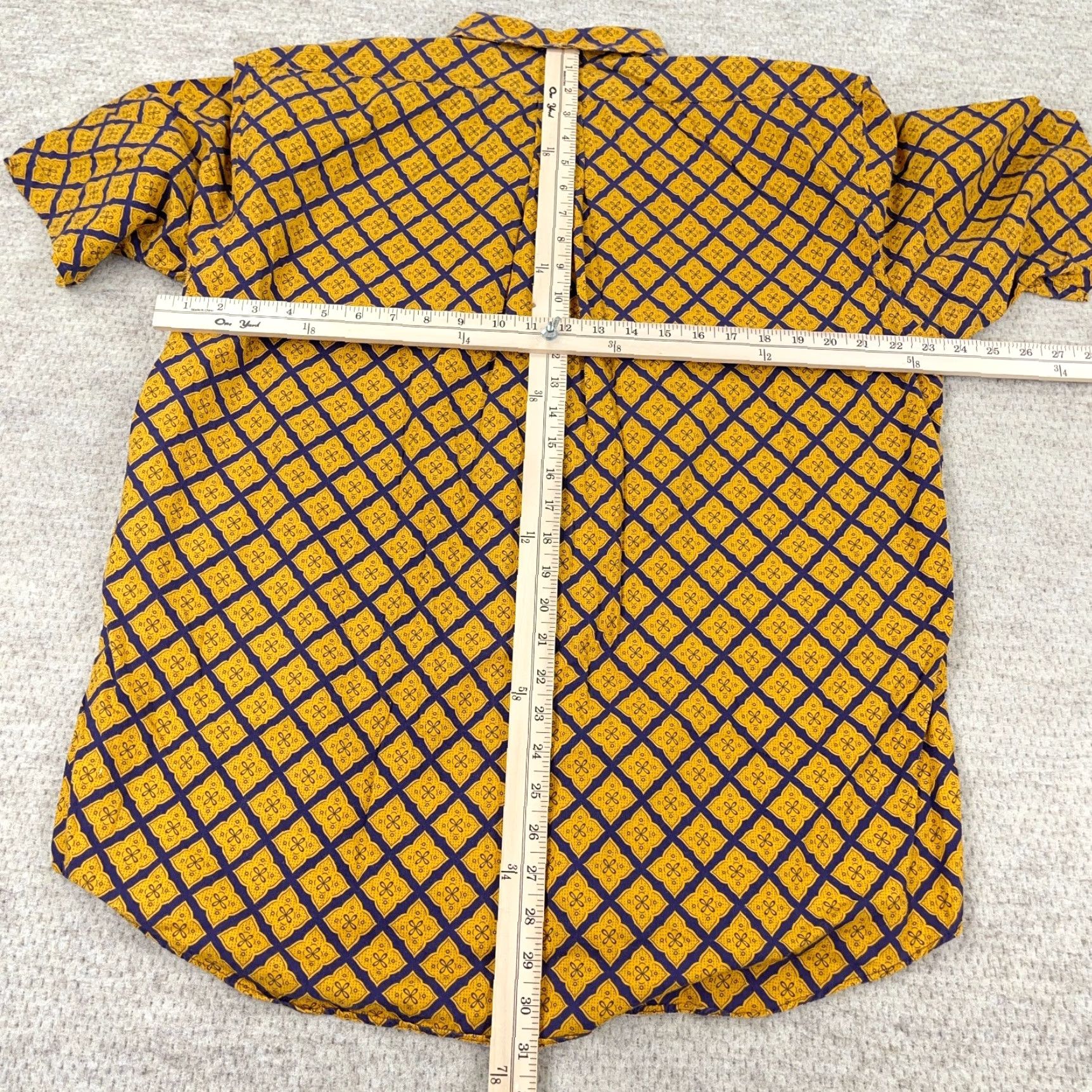 J.Crew VINTAGE J.CREW Button-Up Shirt Men Large Yellow Geometric 90s Linen Cotton Button-Down Classic Fit Mens Size US L / EU 52-54 / 3 - 5 Thumbnail