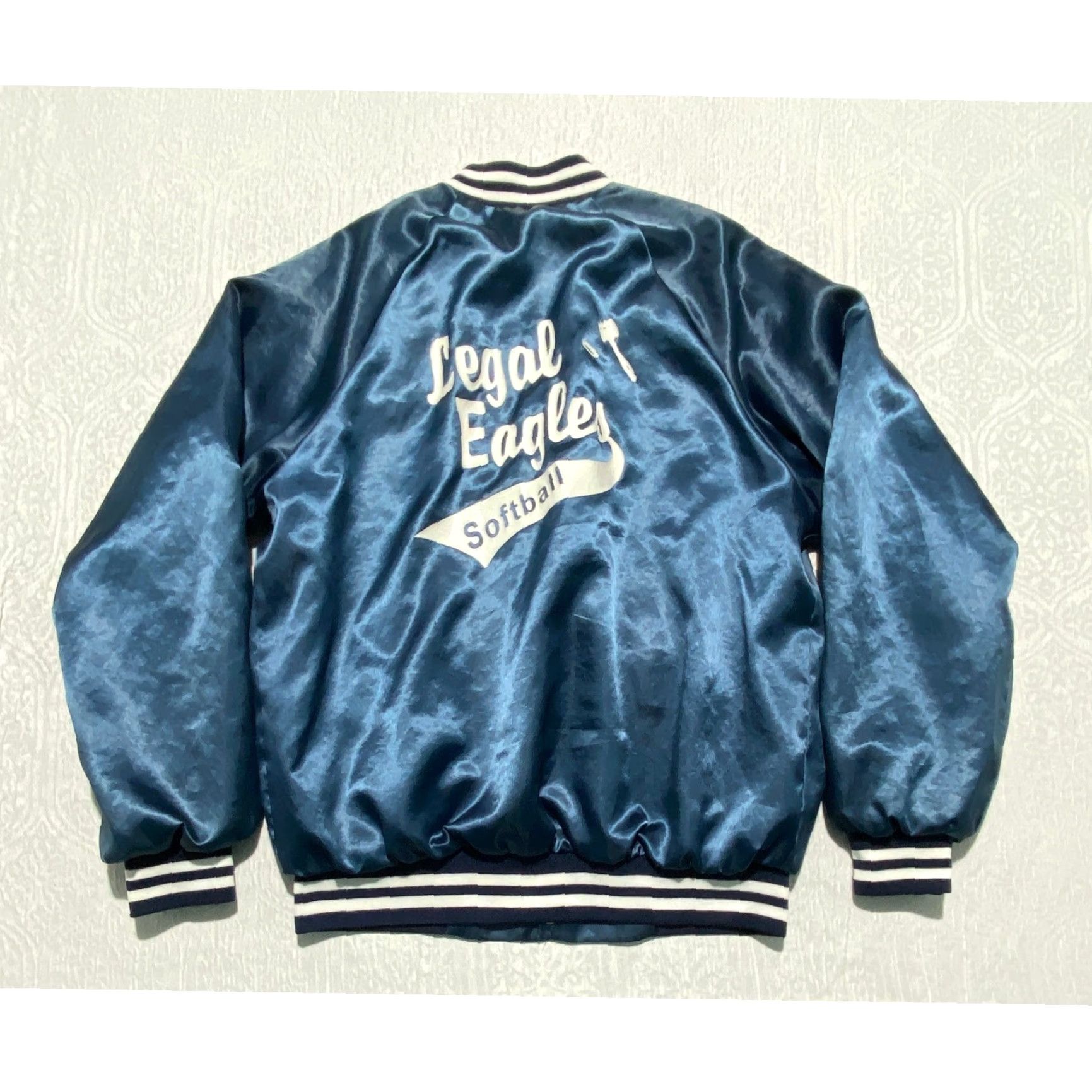 Vintage VINTAGE Cardinal Jacket Main Selling Point: Satin Bomber Navy Blue USA 1996 Softball Baseball Mt Prospect Park District Mens L Size US L / EU 52-54 / 3 - 3 Thumbnail