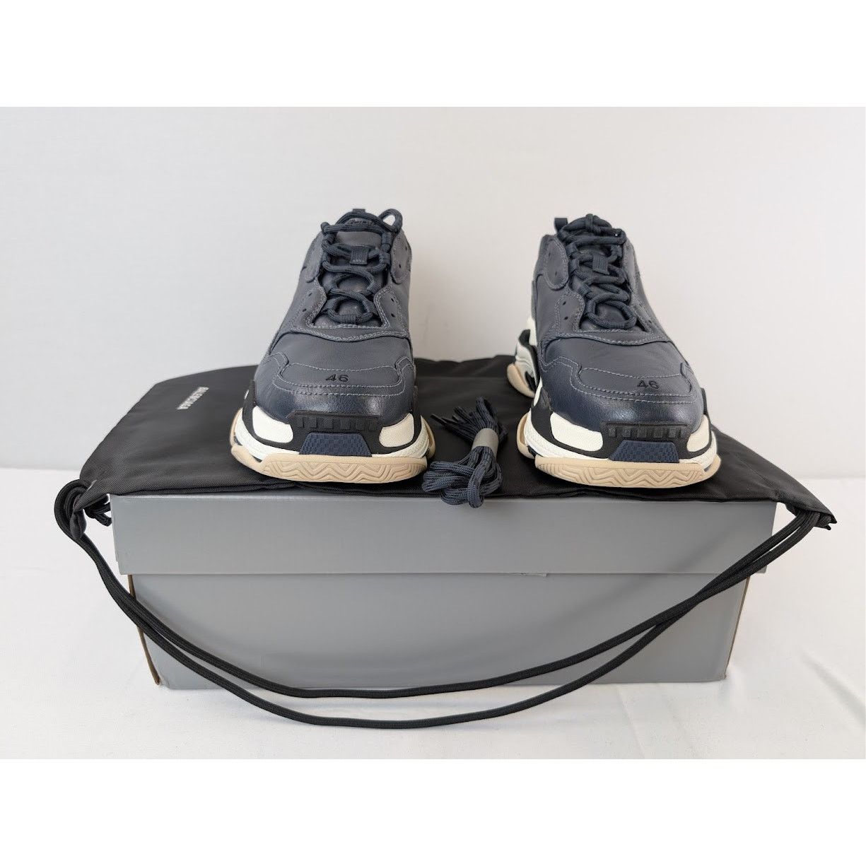 Balenciaga o1rshd1 Triple S Logo Type Sneakers in Blue/Sand Size US 13 / EU 46 - 17 Thumbnail