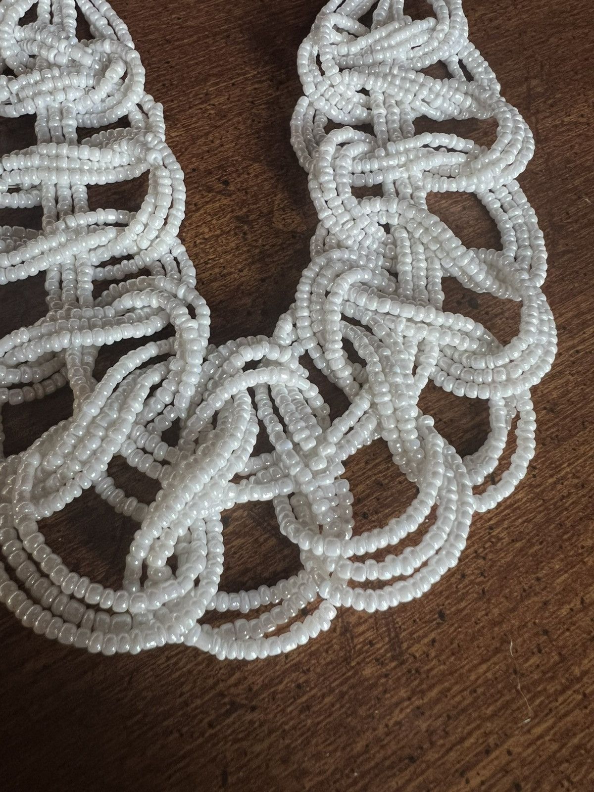Other Chunky White Seed Bead Twisted Braided Necklace 18” Chain Size ONE SIZE - 1 Thumbnail