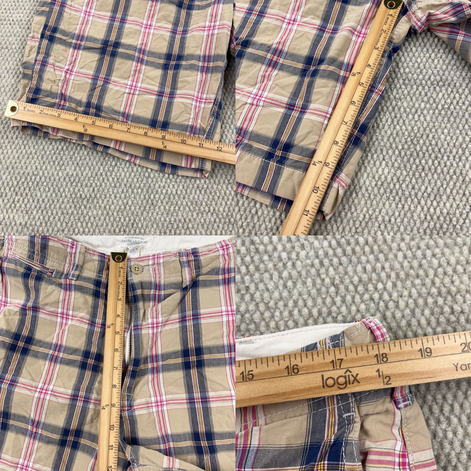 American Eagle Outfitters VINTAGE Y2K American Eagle Shorts Men 36 Tan Pink Tartan Plaid Loose Baggy Fit Size US 36 / EU 52 - 8 Thumbnail