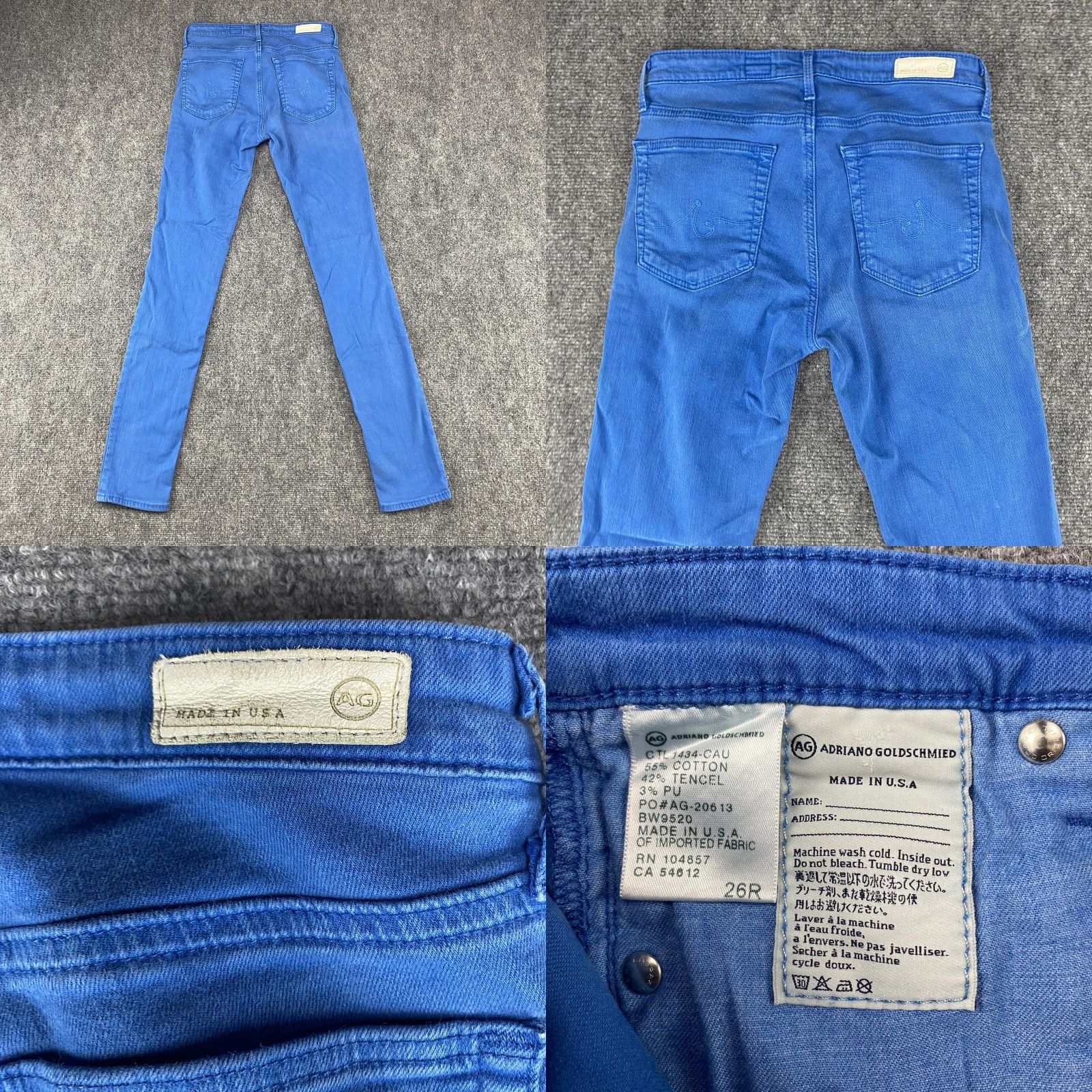 Vintage AG Adriano Goldschmied Jeans Womens 26R Blue The Prima Mid-Rise Skinny Made USA Size 26" / US 2 / IT 38 - 8 Thumbnail