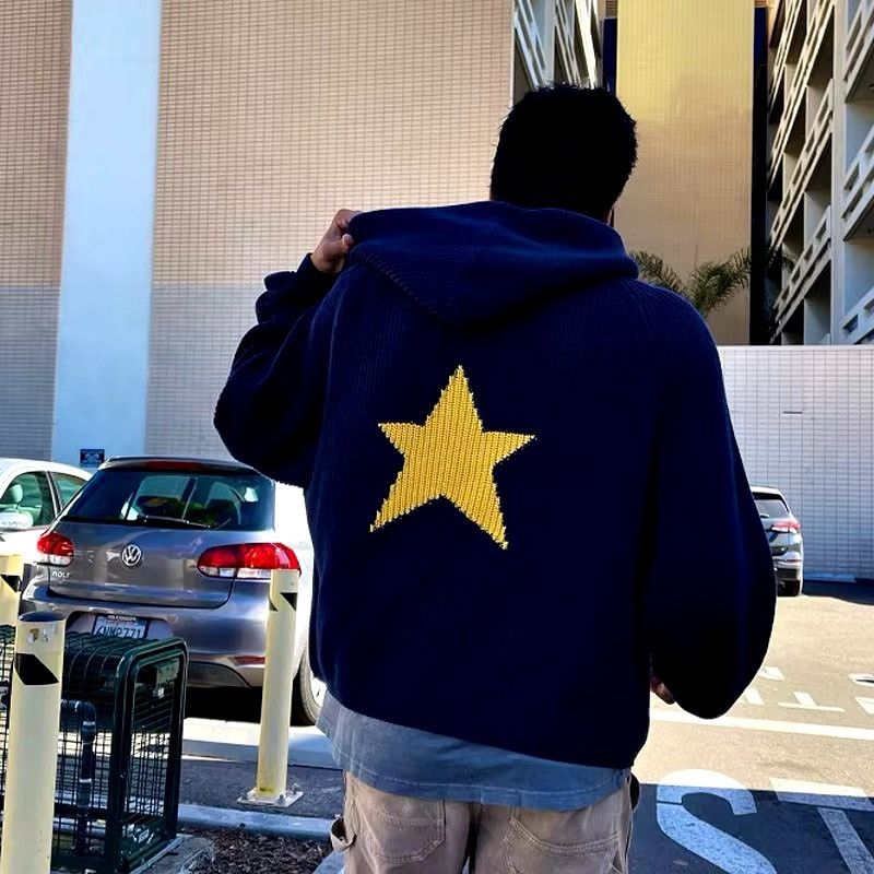 Designer × Vintage Knitted Loose Star Print Streetwear Sweater Pullover Size L / US 10 / IT 46 - 3 Thumbnail