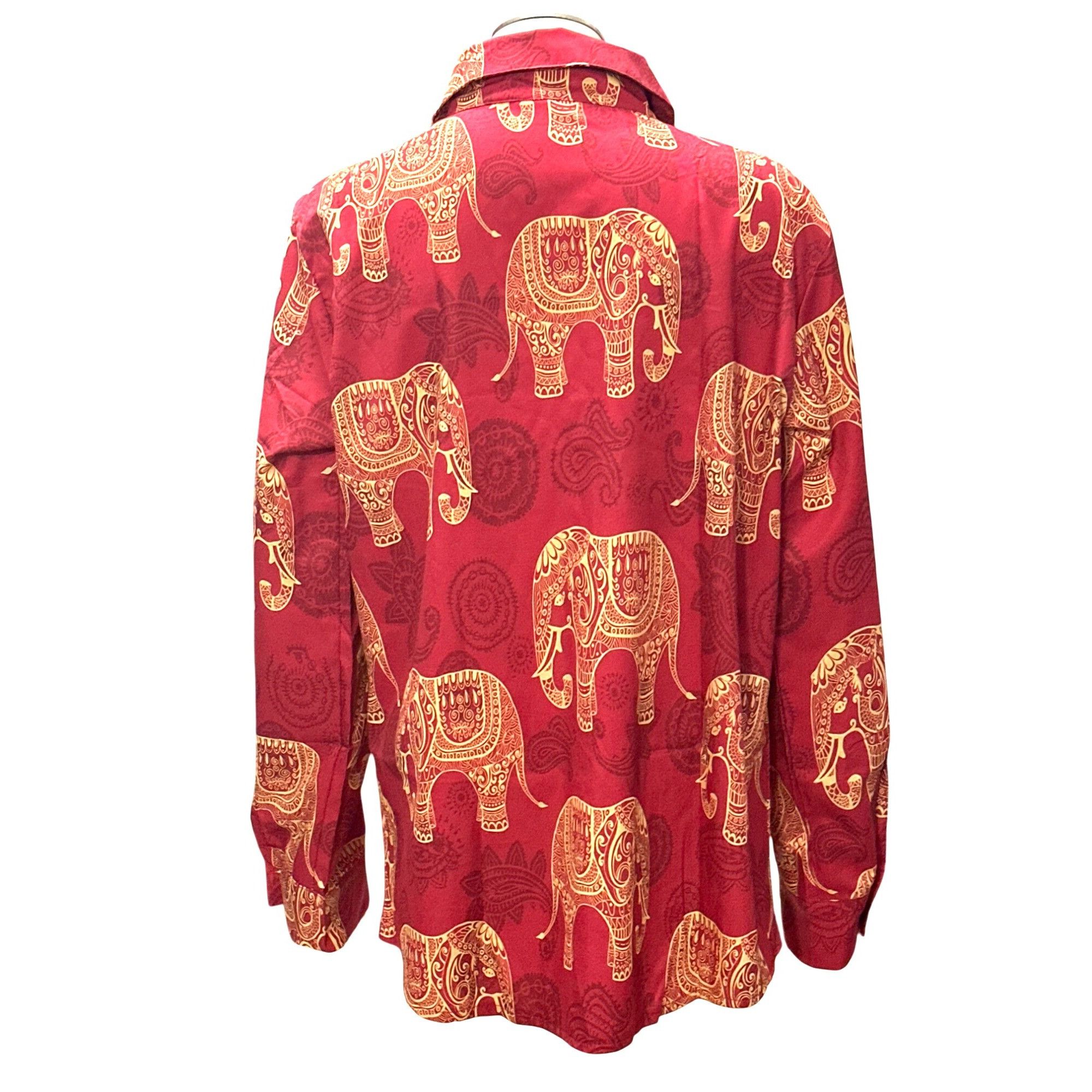 Other CCC Vintage Red Elephant Print Long Sleeve Button Up Shirt S Size L / US 10 / IT 46 - 3 Thumbnail