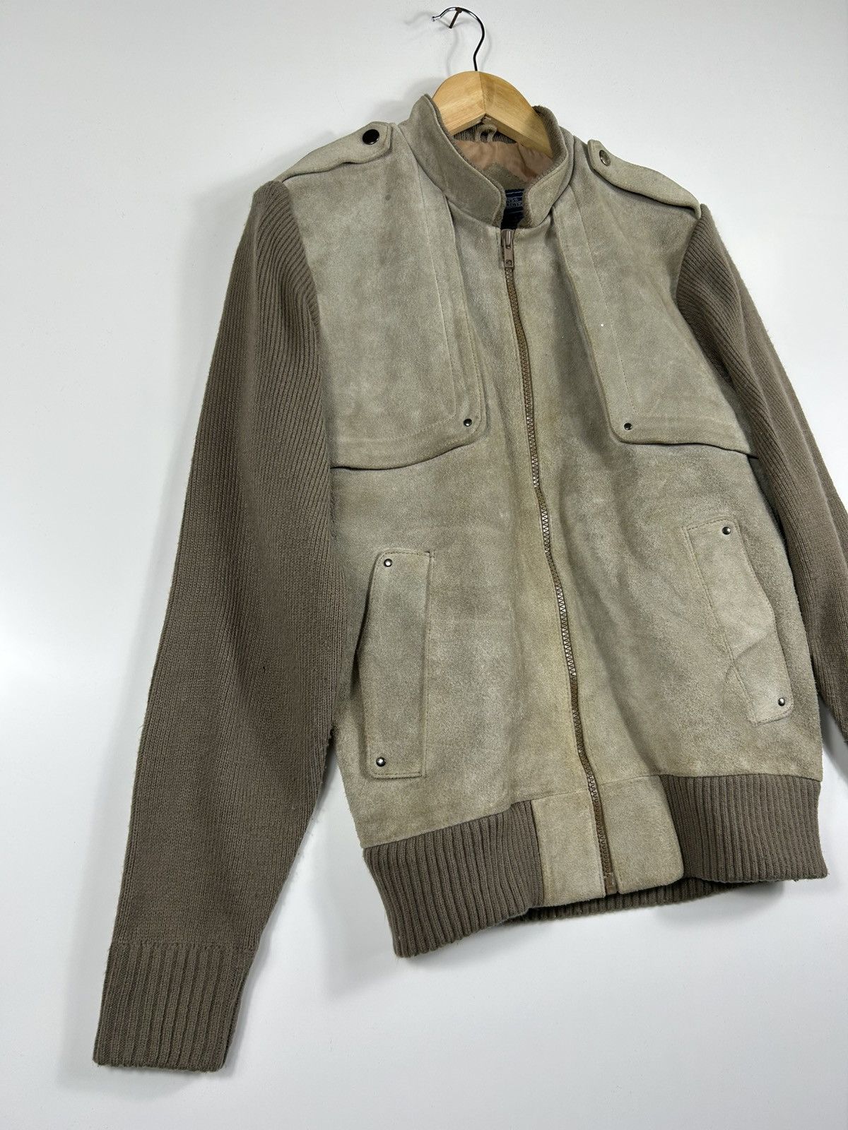 Japanese Brand ⚡️Vintage Mervyn’s Zipper Knit Sleeve Suede Leather Jacket Size US M / EU 48-50 / 2 - 2 Thumbnail
