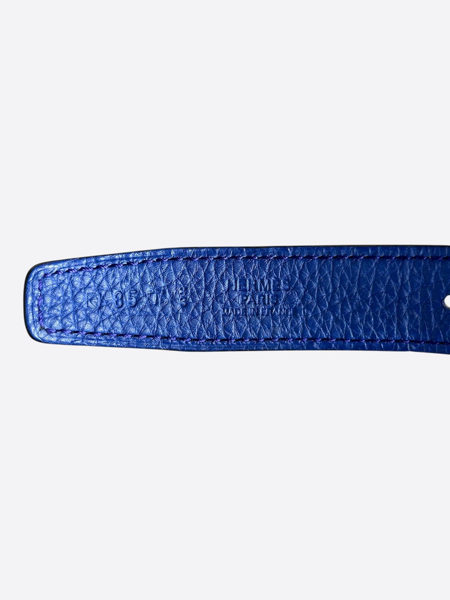 Hermes Hermes Navy & Blue Constance Palladium Reversible Belt Size 30 - 3 Thumbnail