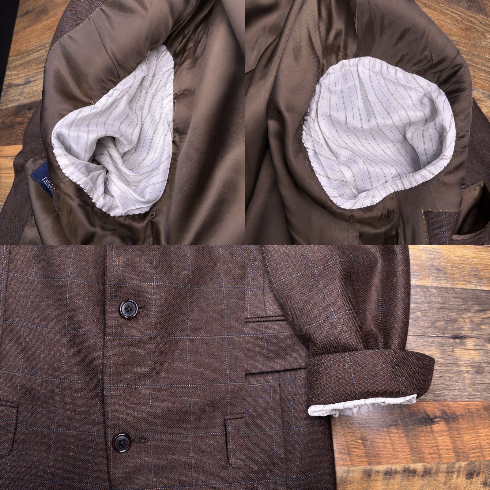 Hart Schaffner Marx Hart Schaffner Marx Suit Jacket 40 Long Brown Wool Windowpane Silk Wool Blazer Jacket Blazer Mens 40 Long Brown Windowpane Wool Silk Blazer Size 40R - 8 Thumbnail