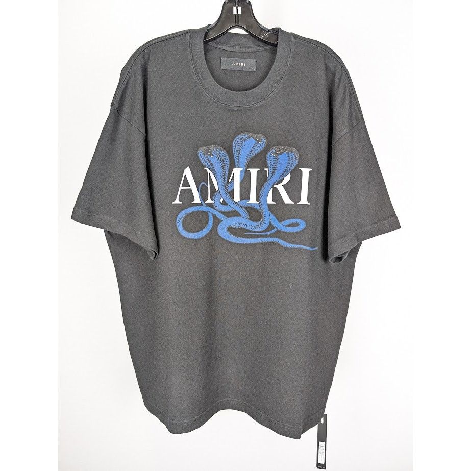 Amiri o1rshd1 Q:3 / Glitter Snake Short Sleeve T-Shirt Black/Blue Size US L / EU 52-54 / 3 - 2 Thumbnail