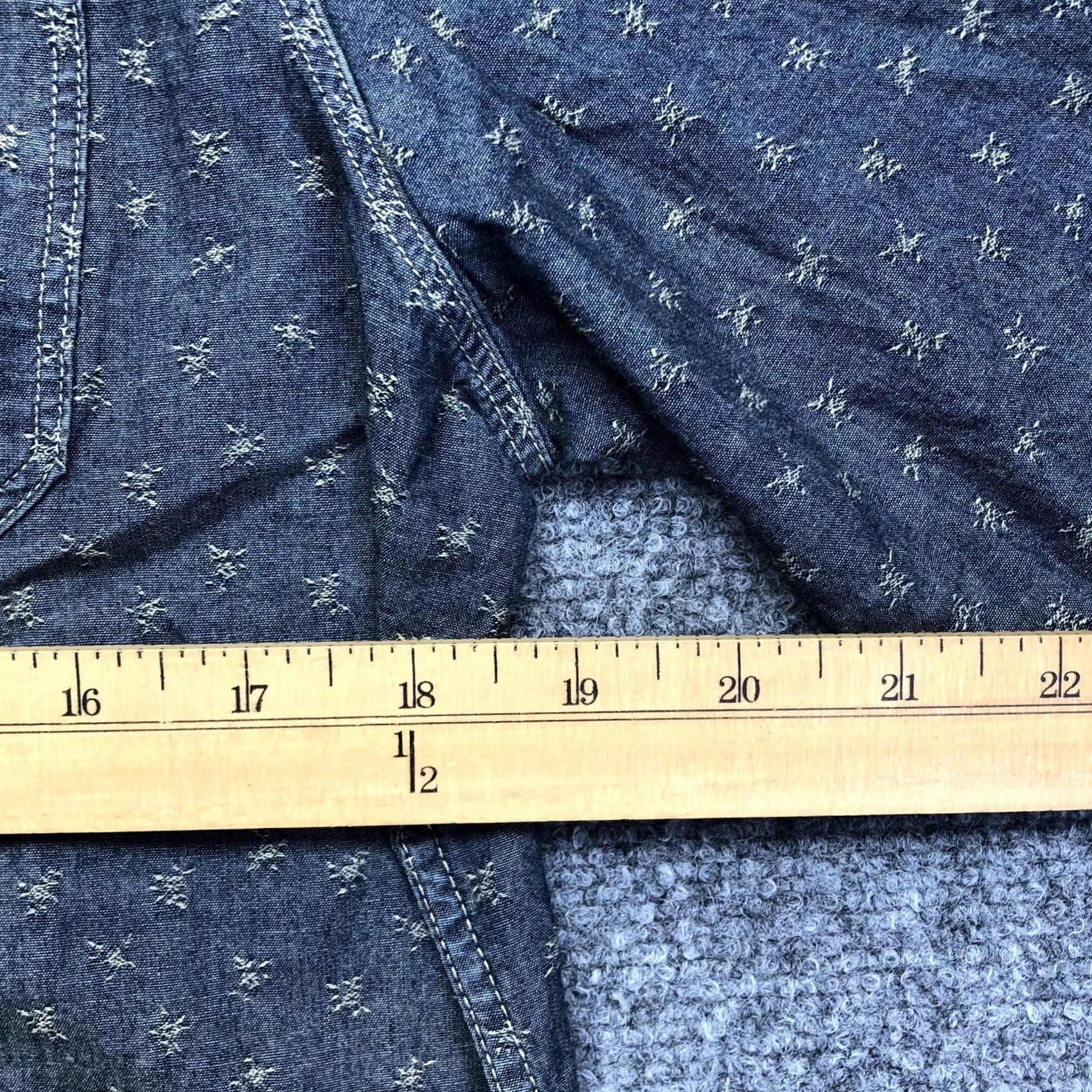 Allsaints AllSaints Shirt Mens Medium Blue Chambray Long Sleeve Button Up Embroidered Size US M / EU 48-50 / 2 - 4 Thumbnail