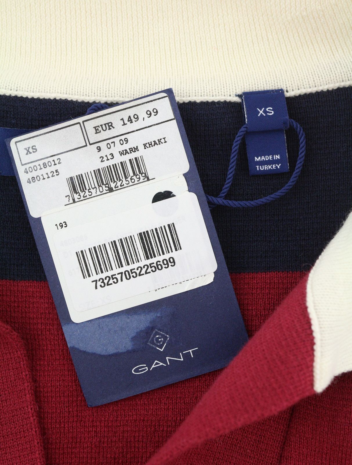 Gant XS Red Wool Blend Knit Striped V-Neck Oversized 88062 Size XS / US 0-2 / IT 36-38 - 6 Thumbnail