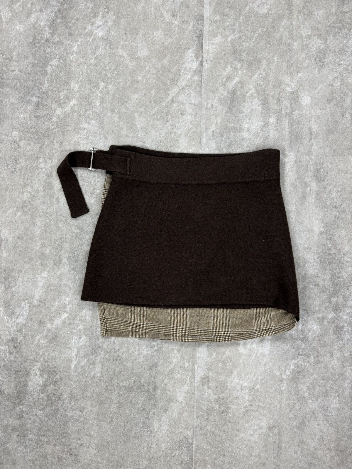 United Colors Of Benetton United colors of Benetton wool wrap mini skirt checkered Size 28" / US 6 / IT 42 - 2 Thumbnail