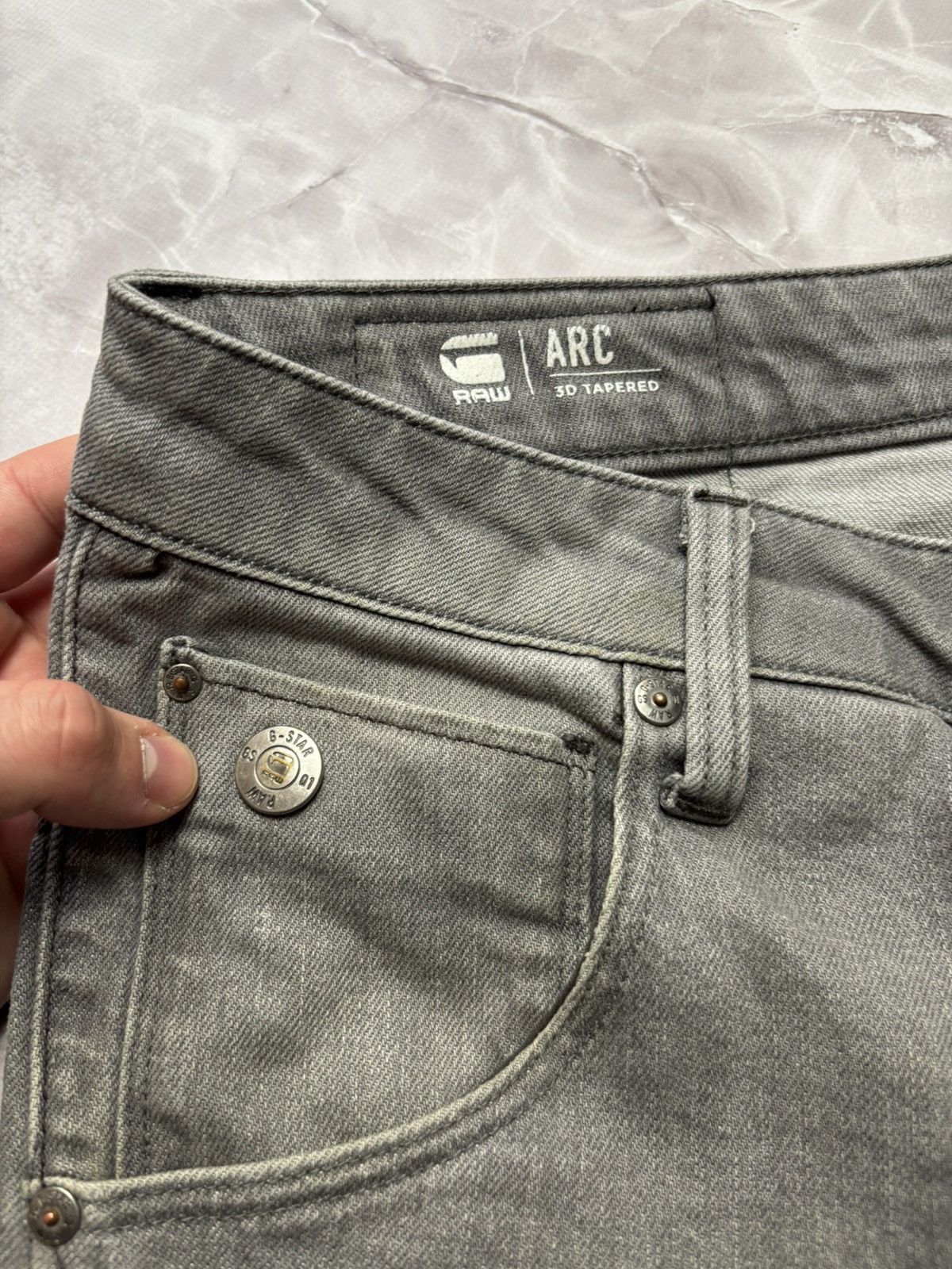 Designer × G-Star G Star Raw ARC 3D Tapered Jeans Denim Grey Mens 32 x 34 Size US 32 / EU 48 - 7 Thumbnail